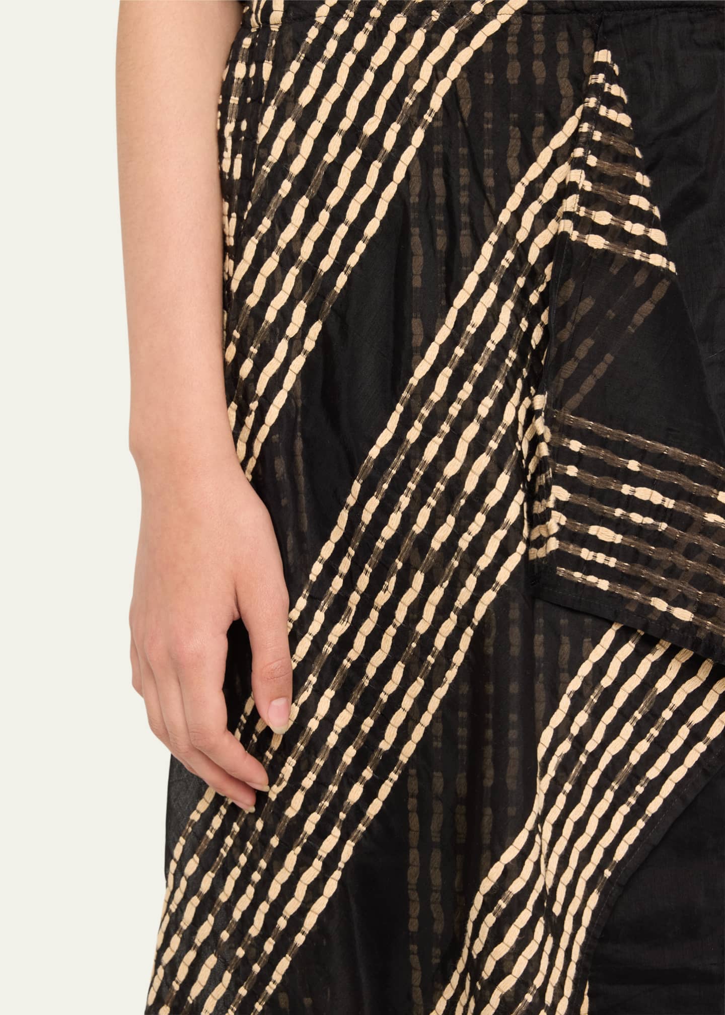 Zero + Maria Cornejo One Woven Stripe Asymmetric Midi Skirt Image 5 of 5