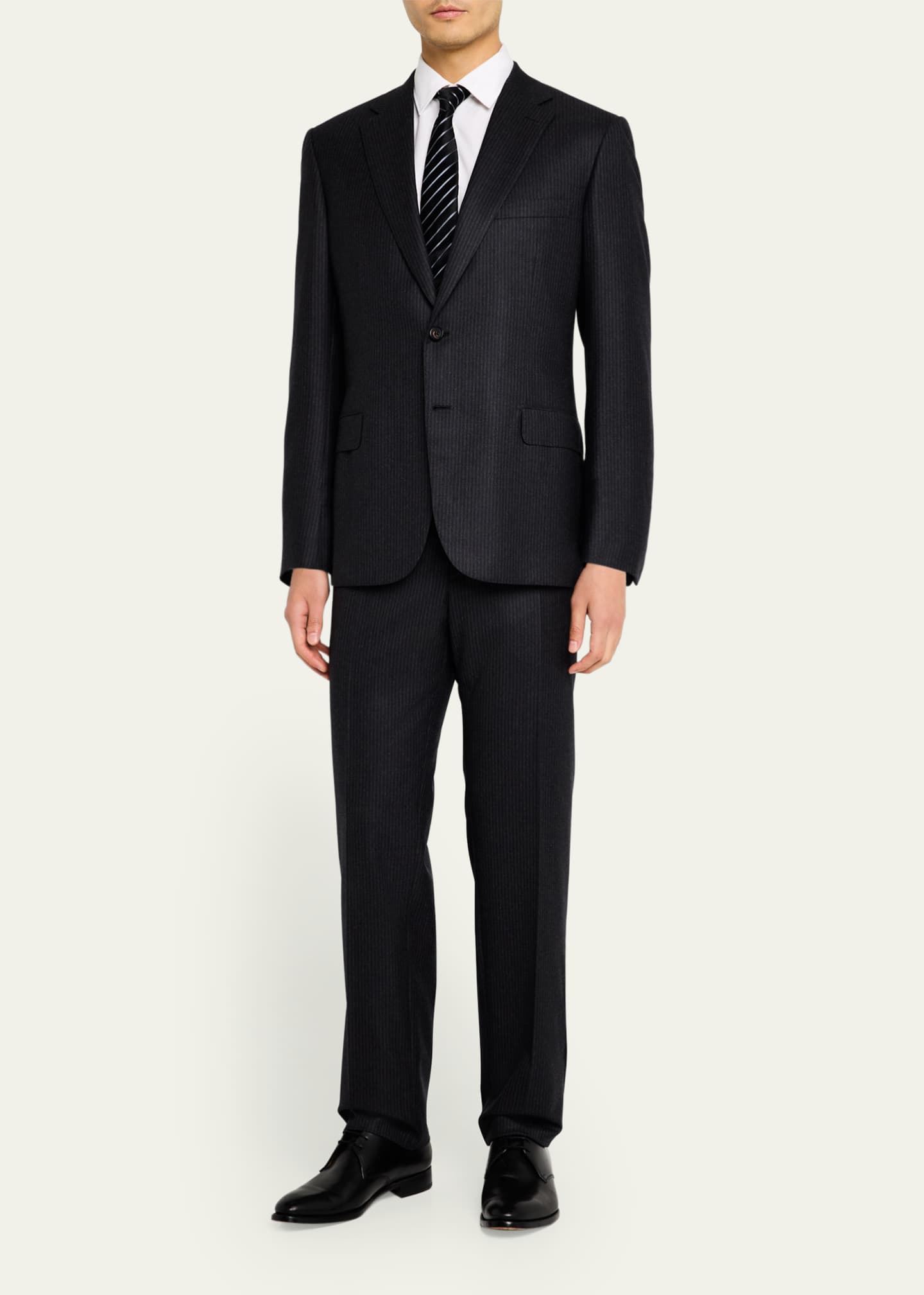 Brioni Men's Brun Pinstripe Escorial Wool Suit Image 2 of 8