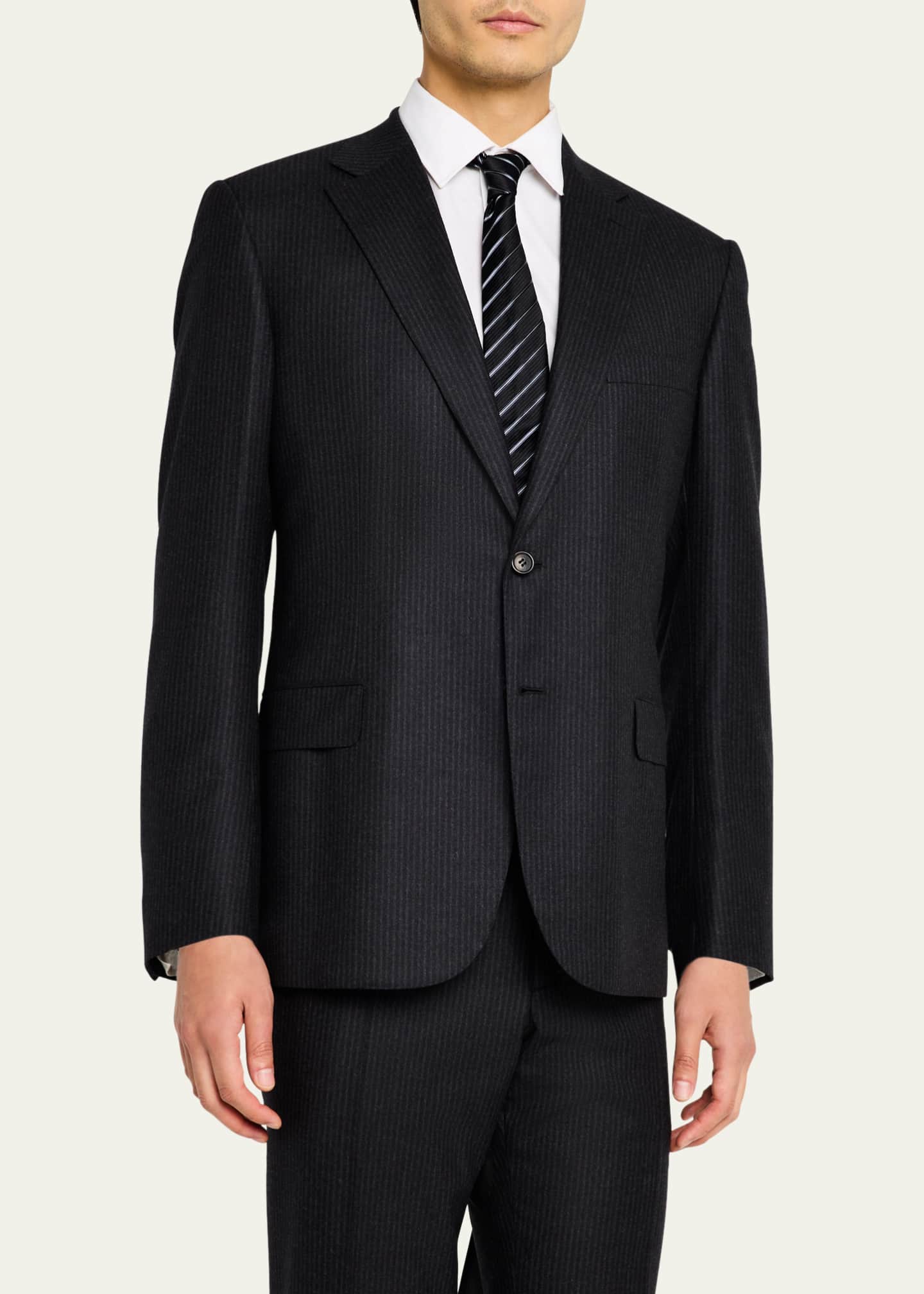 Brioni Men's Brun Pinstripe Escorial Wool Suit Image 4 of 8