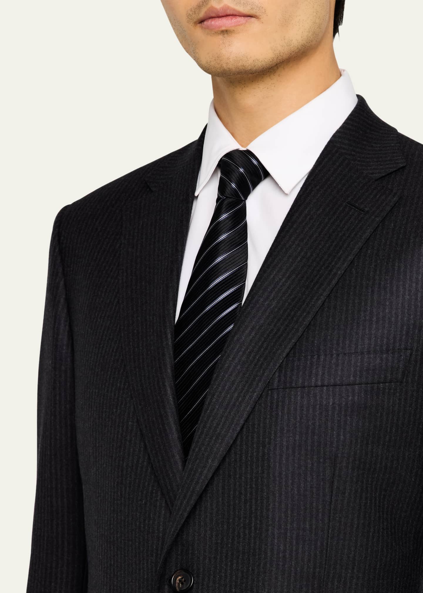 Brioni Men's Brun Pinstripe Escorial Wool Suit Image 6 of 8