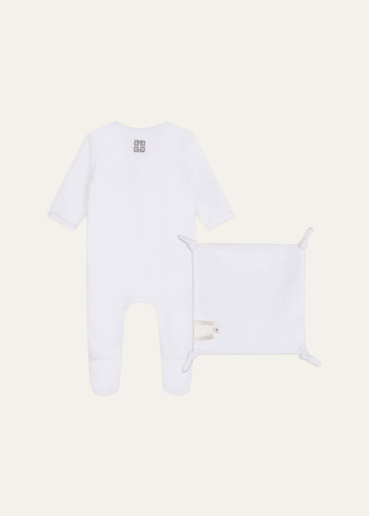 Givenchy Kid's Embroidered Logo-Print Two-Piece Footie Set