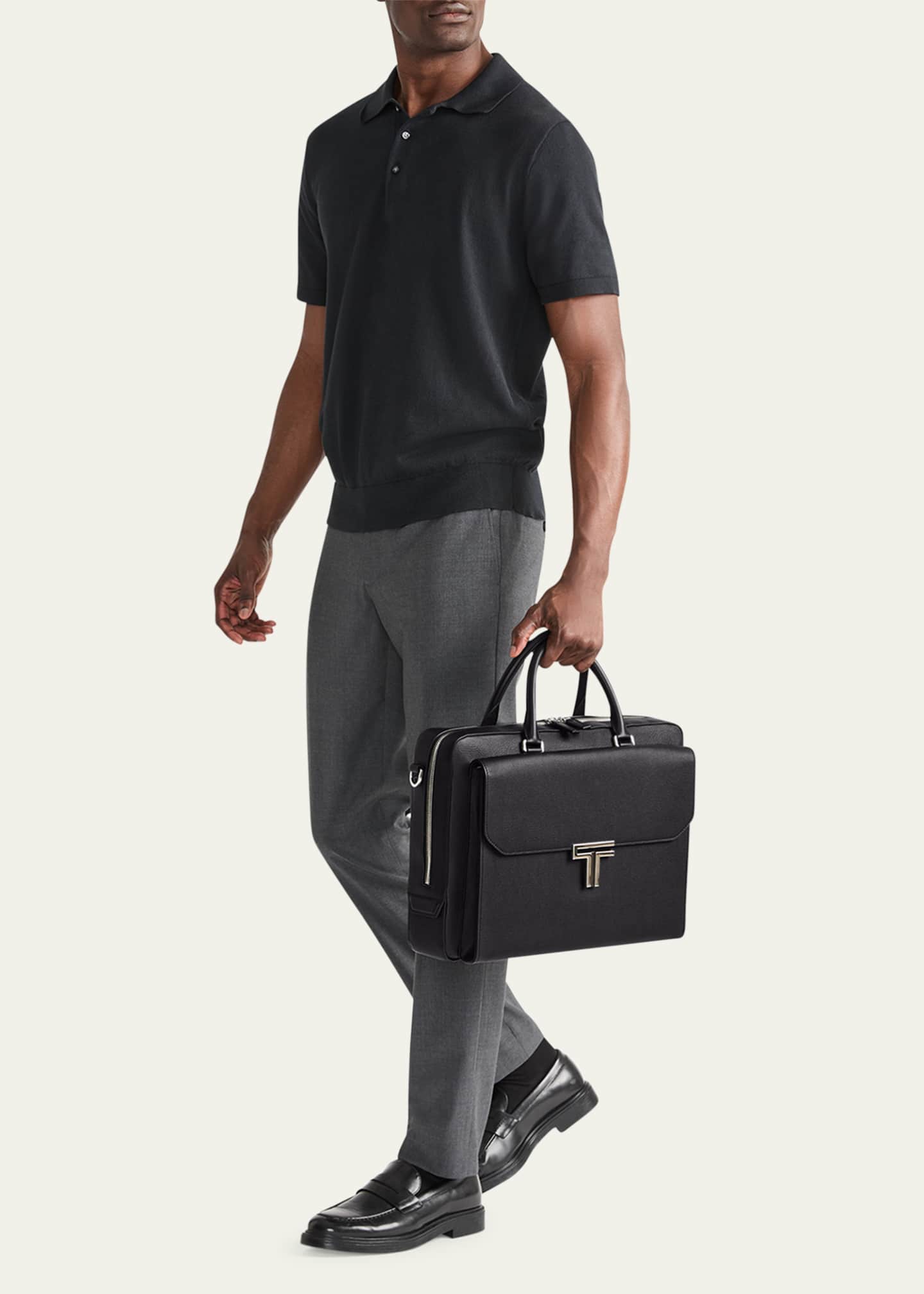 TUMI Vincenzo Zip Leather Briefcase Image 2 of 5