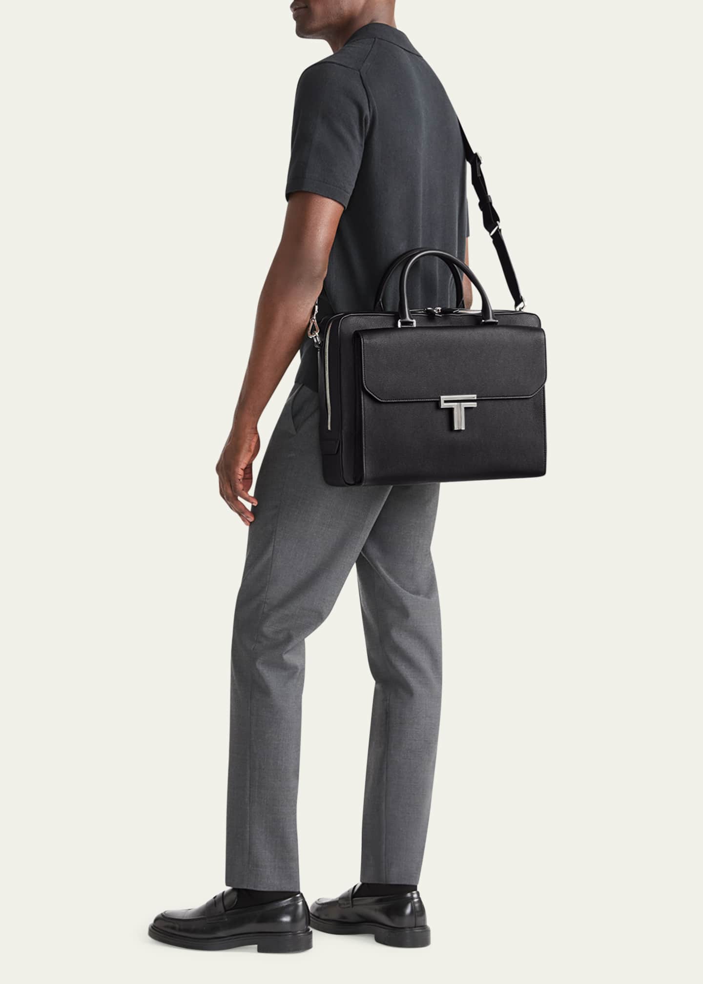 TUMI Vincenzo Zip Leather Briefcase Image 5 of 5
