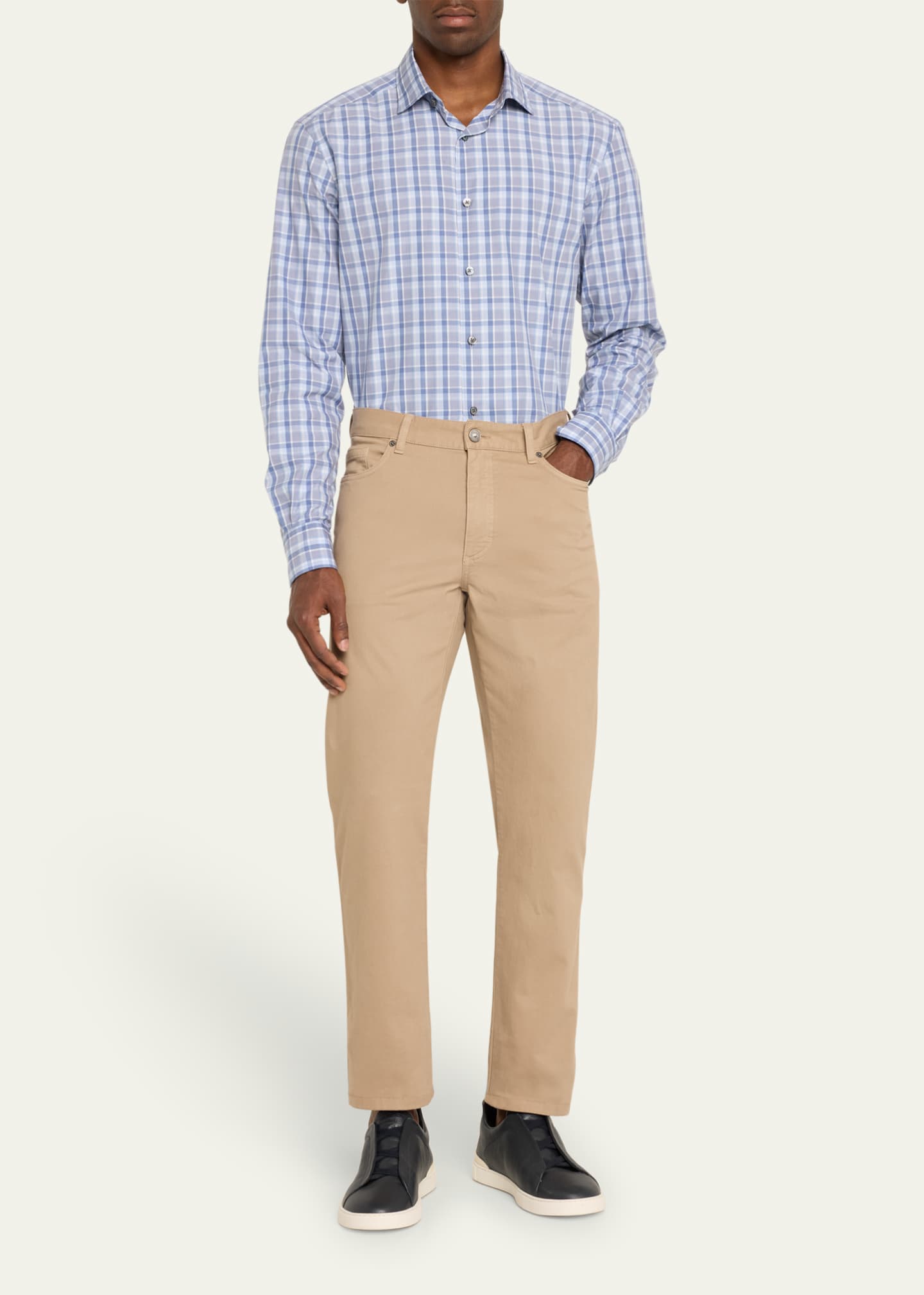 Men's Straight-Leg Cotton Gabardine Jeans - Thumbnail 2