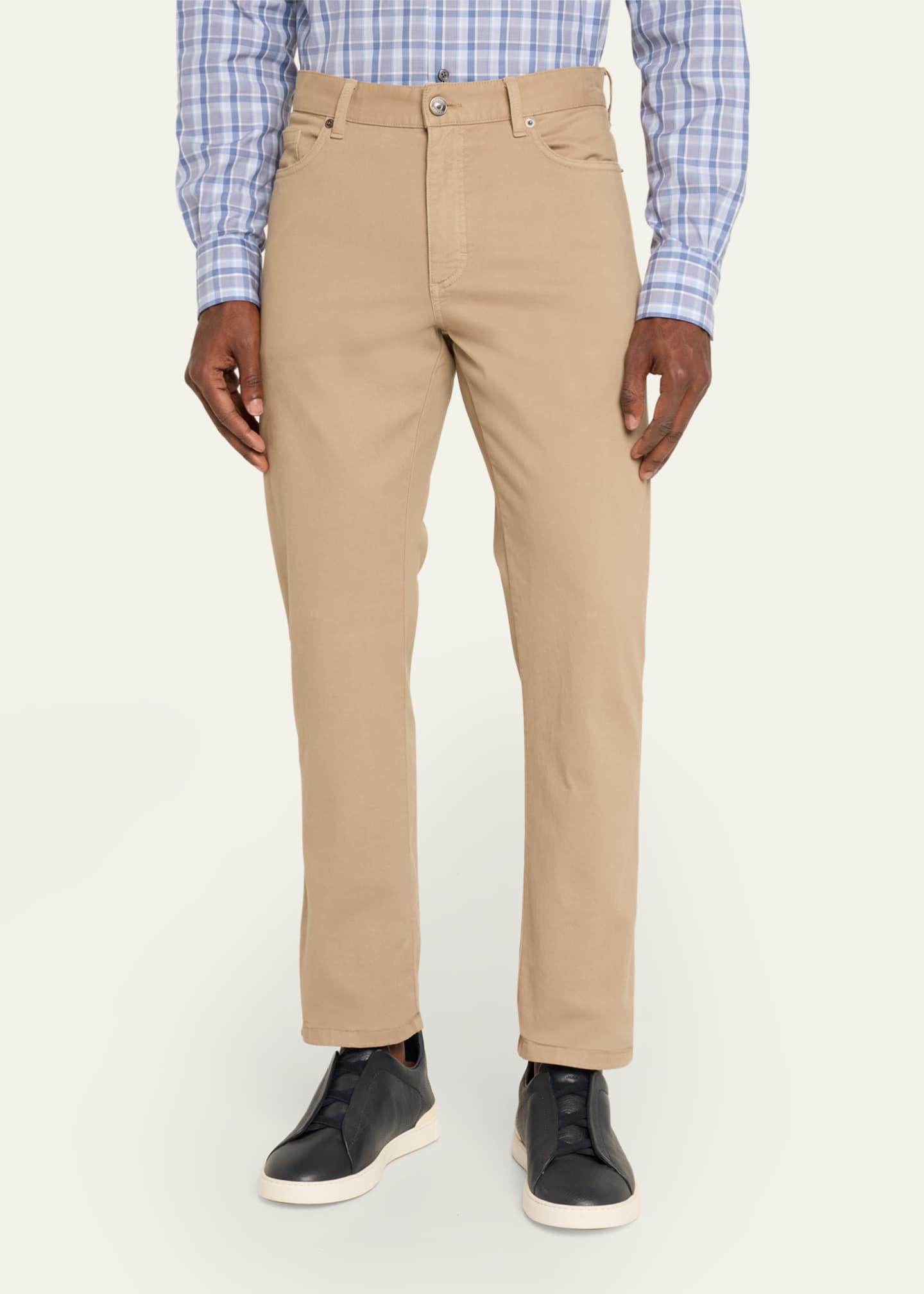Men's Straight-Leg Cotton Gabardine Jeans - Thumbnail 4