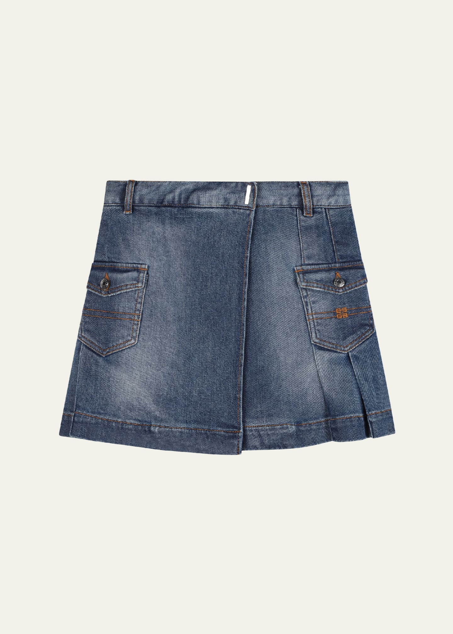 Givenchy Girl's Pleated Denim Skirt, Size 4-6 Image 1 of 2