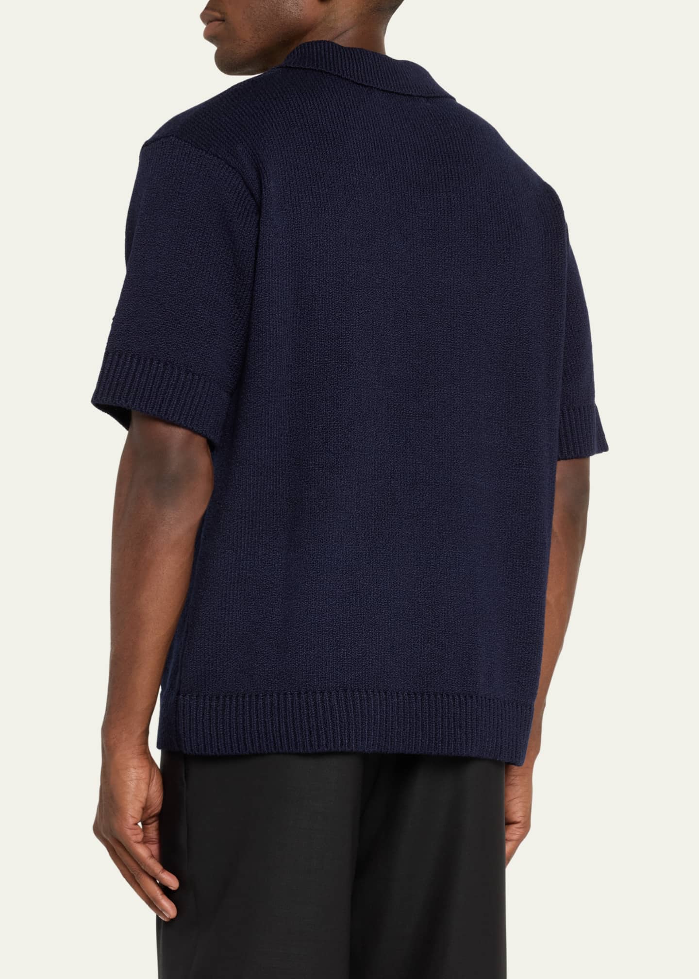 The Elder Statesman Men's Solid Knit Polo Shirt Image 3 of 5