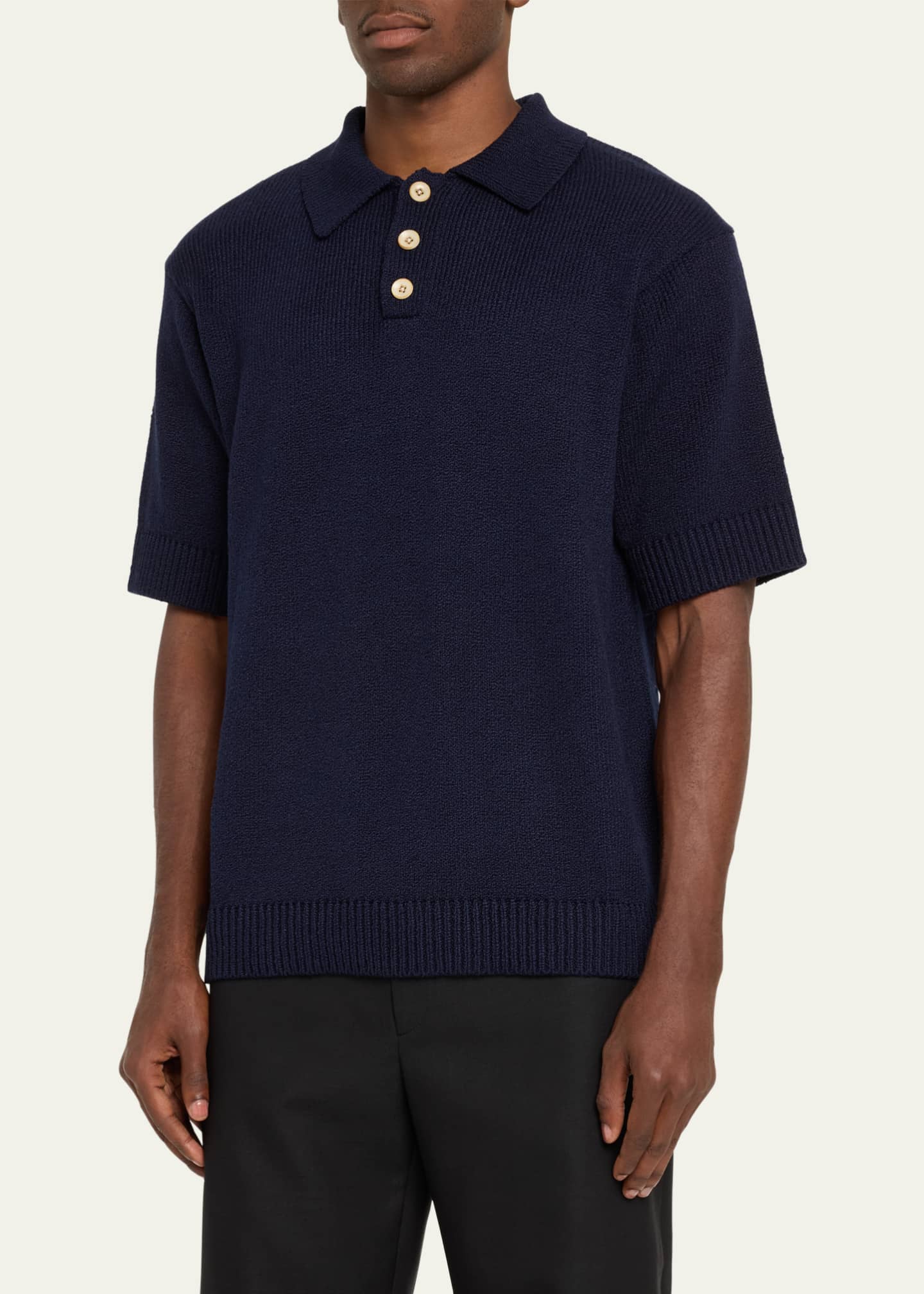The Elder Statesman Men's Solid Knit Polo Shirt Image 4 of 5