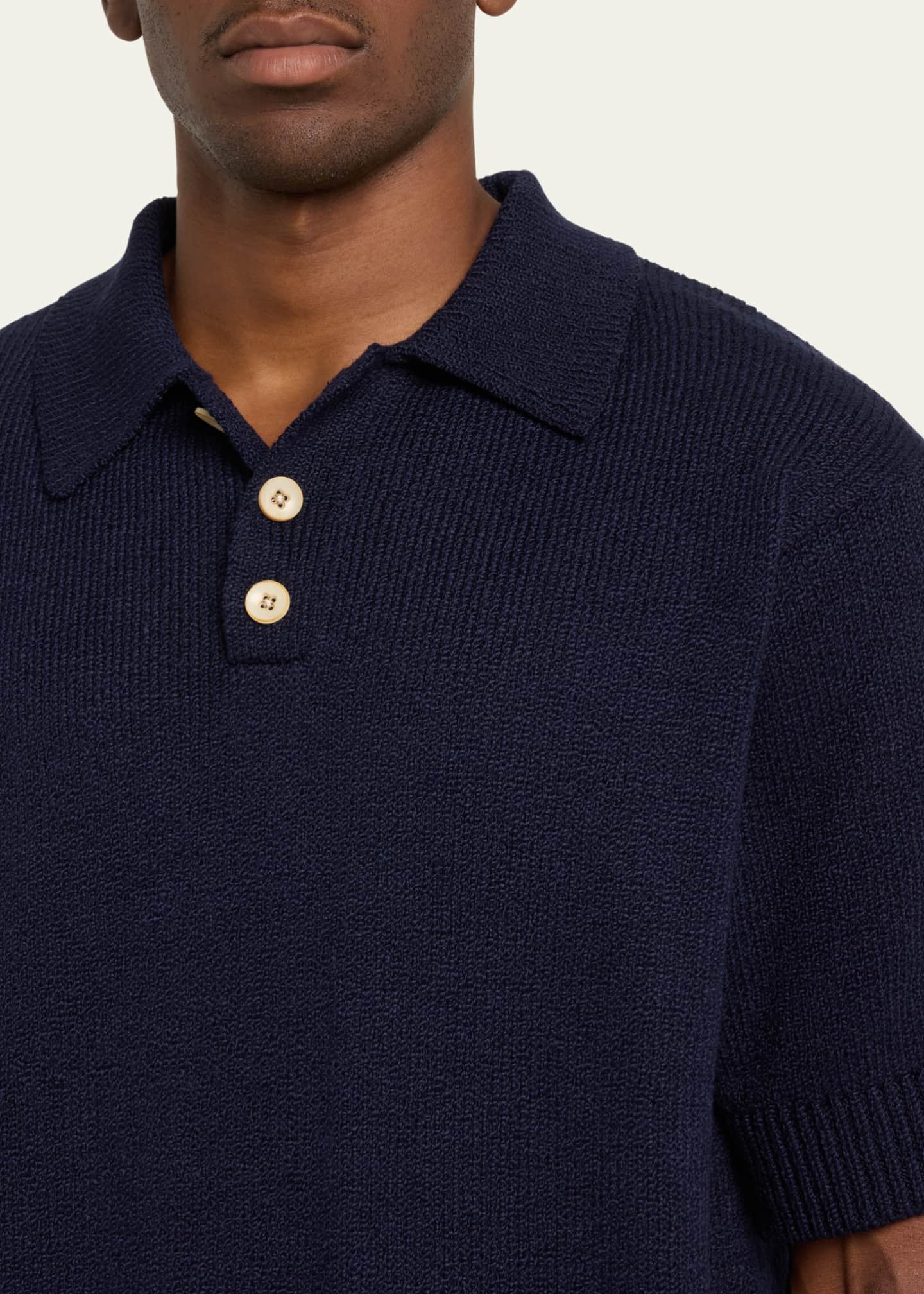 The Elder Statesman Men's Solid Knit Polo Shirt Image 5 of 5