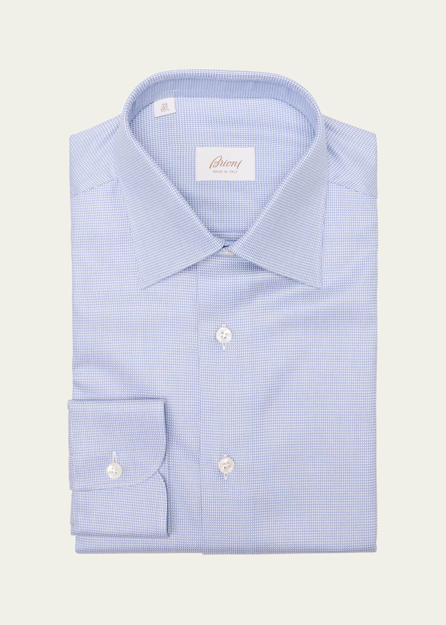 Brioni Men's Cotton Micro-Houndstooth Dress Shirt Image 1 of 2