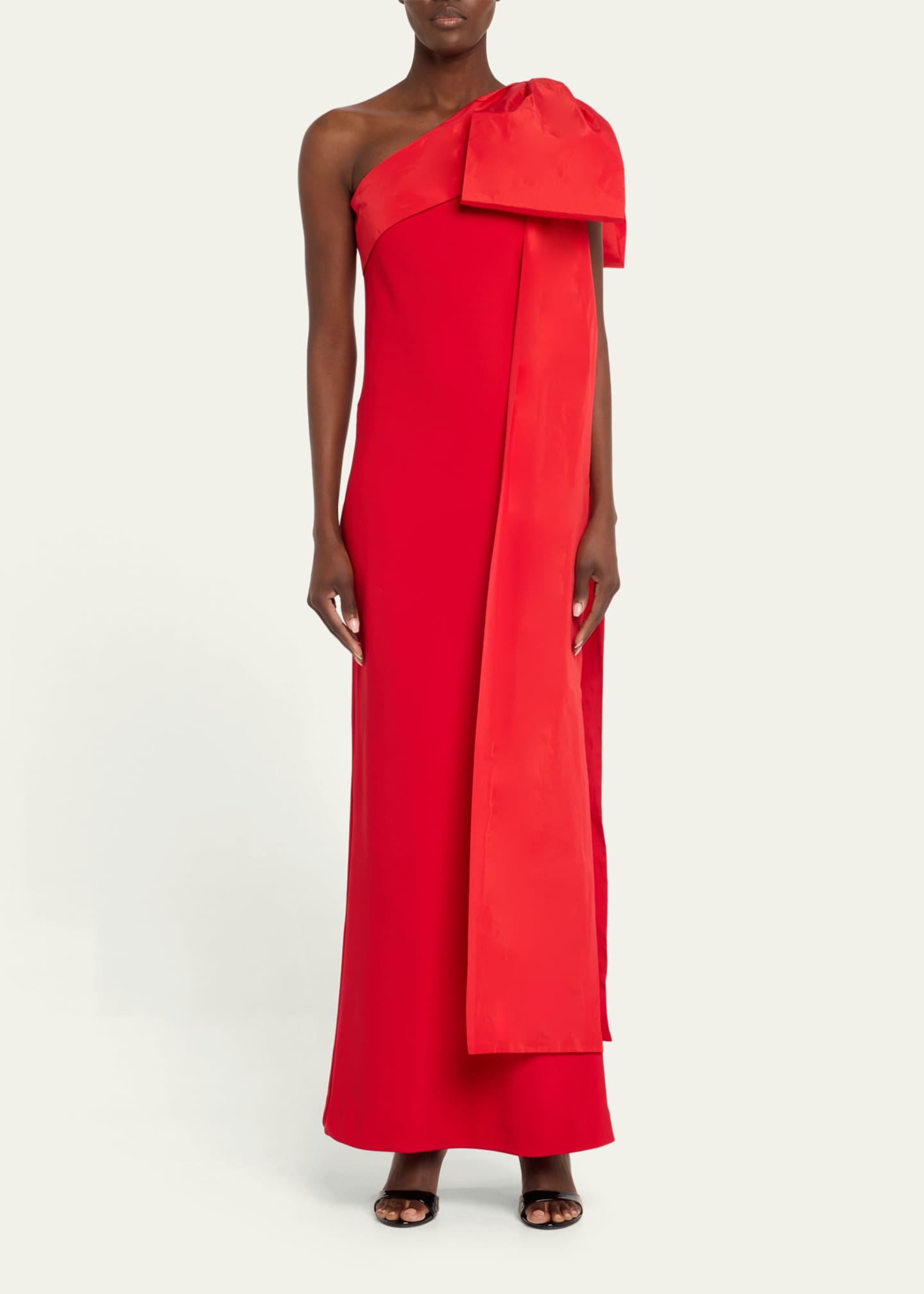 BERNADETTE Long One Shoulder Bow Dress Image 2 of 5
