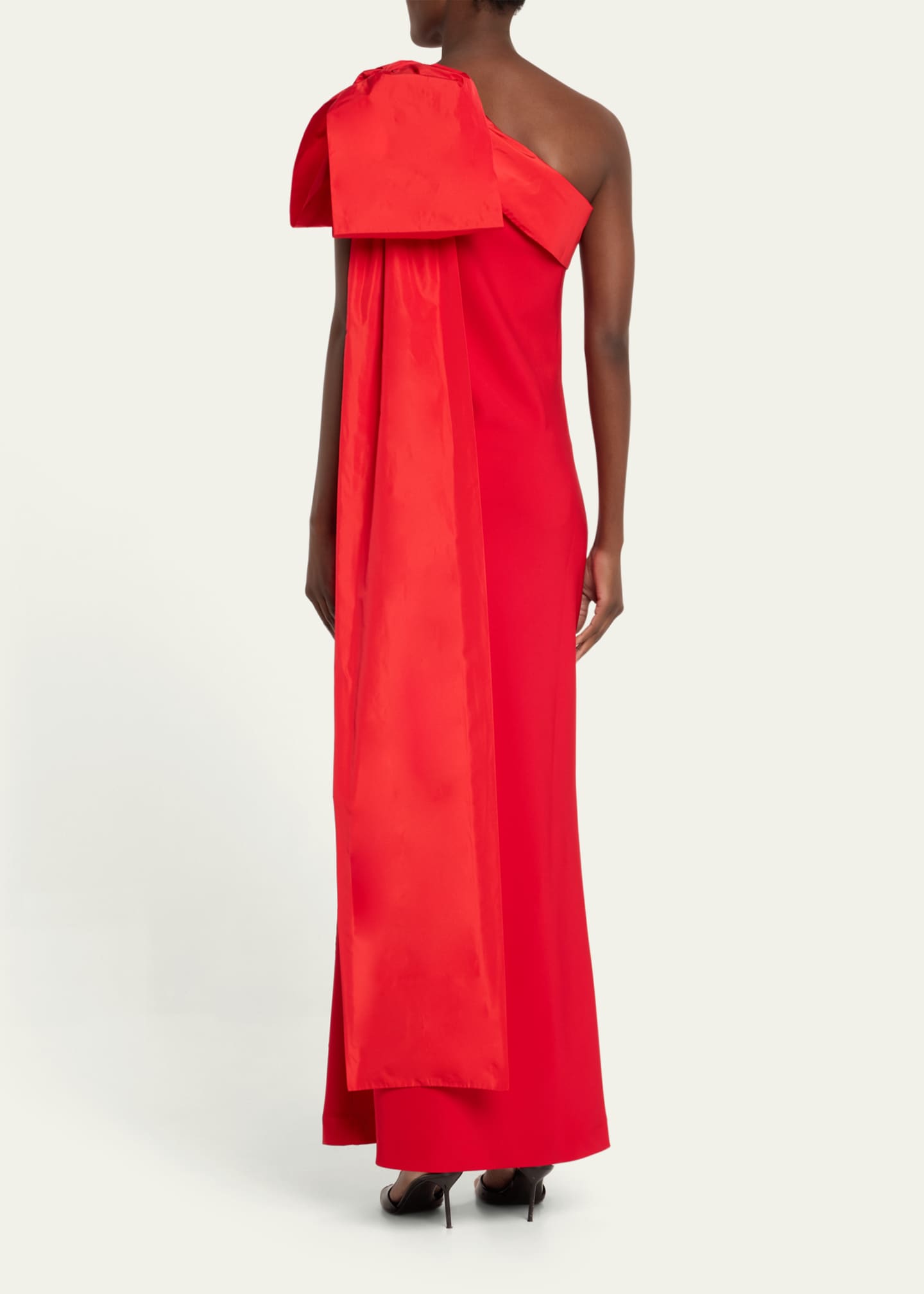 BERNADETTE Long One Shoulder Bow Dress Image 3 of 5
