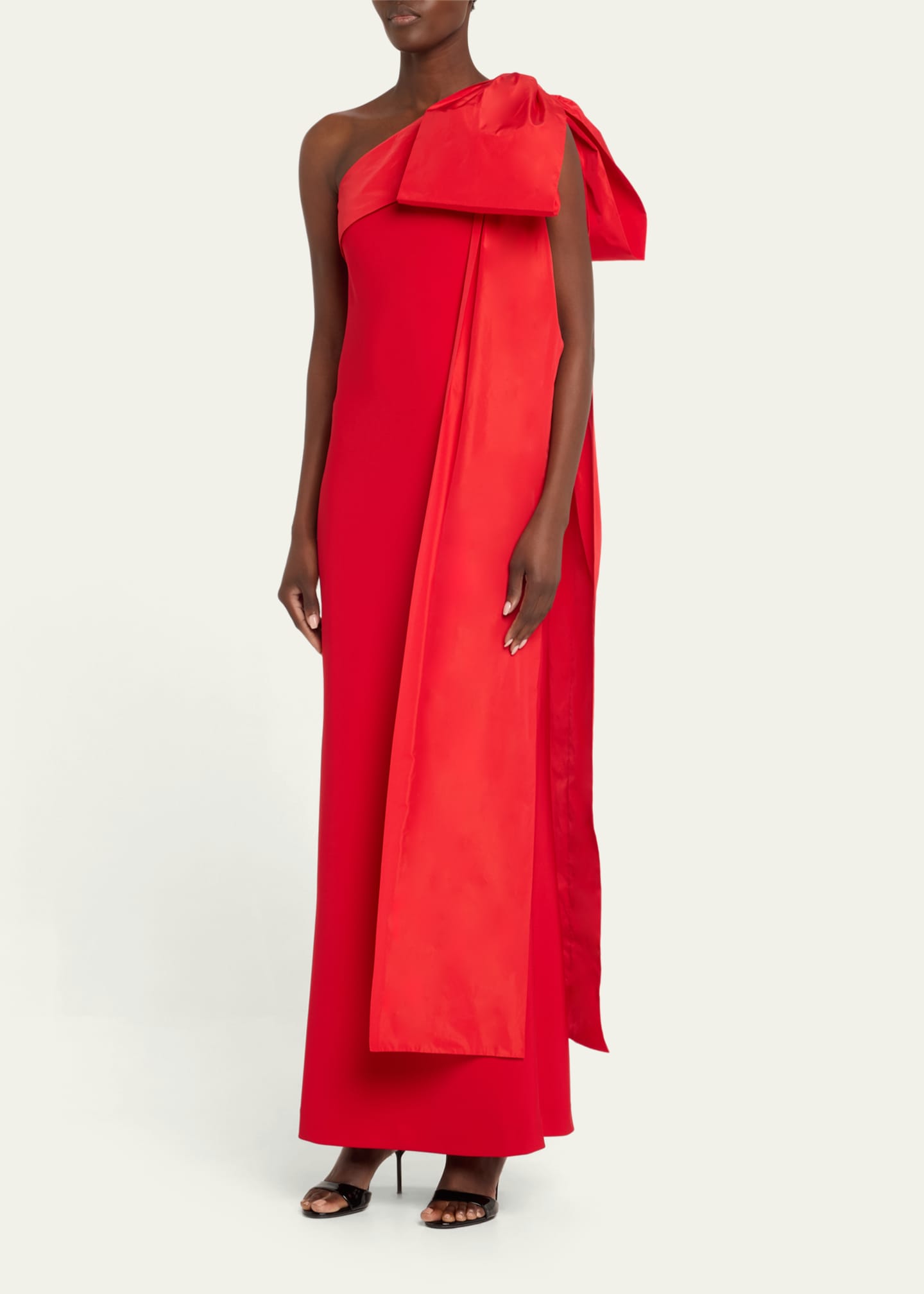 BERNADETTE Long One Shoulder Bow Dress Image 4 of 5