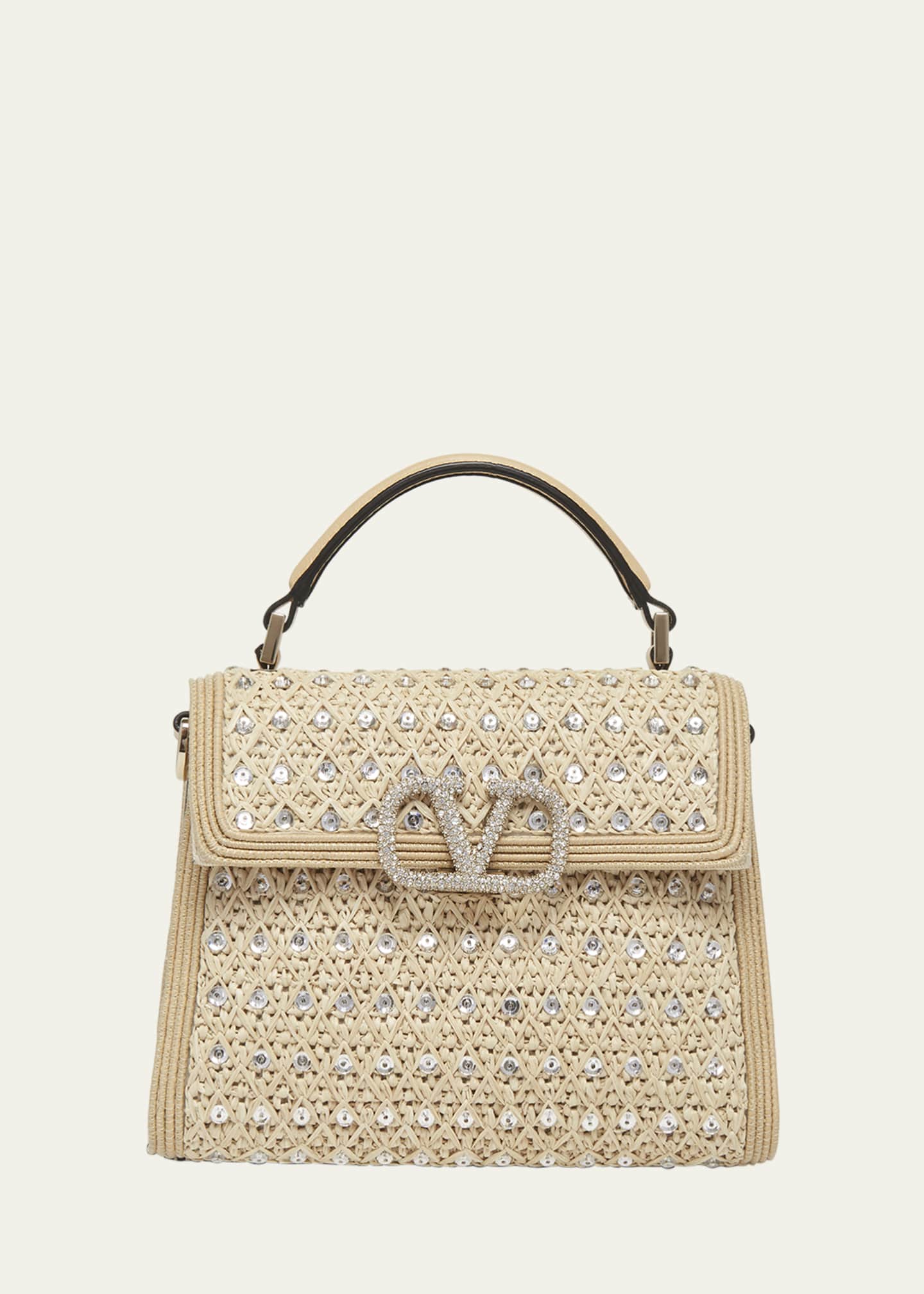 Valentino Garavani VSLING Mini Rhinestone Crochet Top Handle Bag