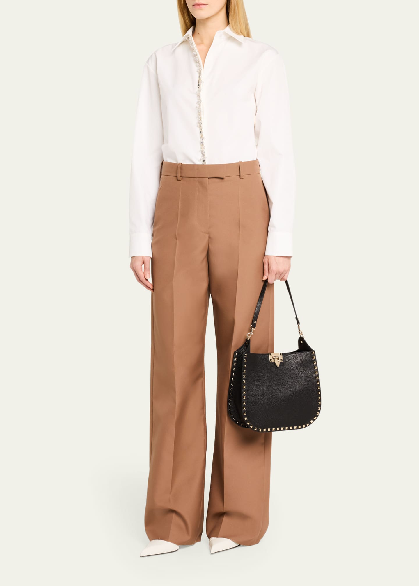 Valentino Garavani Rockstud Small Calfskin Hobo Bag Image 5 of 5