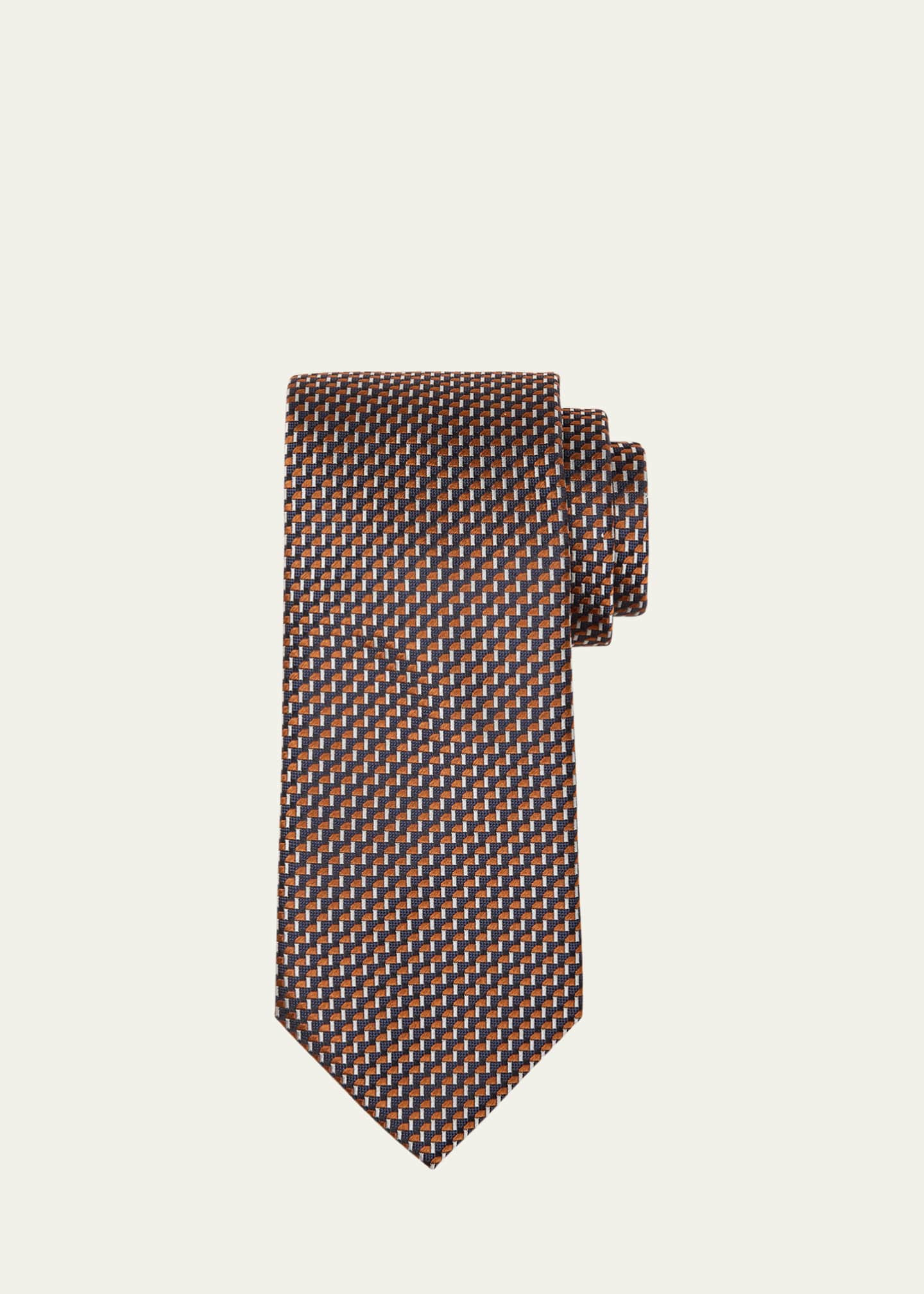 Brioni Men's Micro-Geometric Jacquard Silk Tie