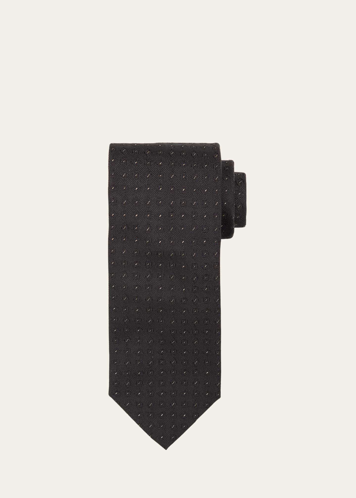 Brioni Men's Micro-Geometric Silk Jacquard Tie