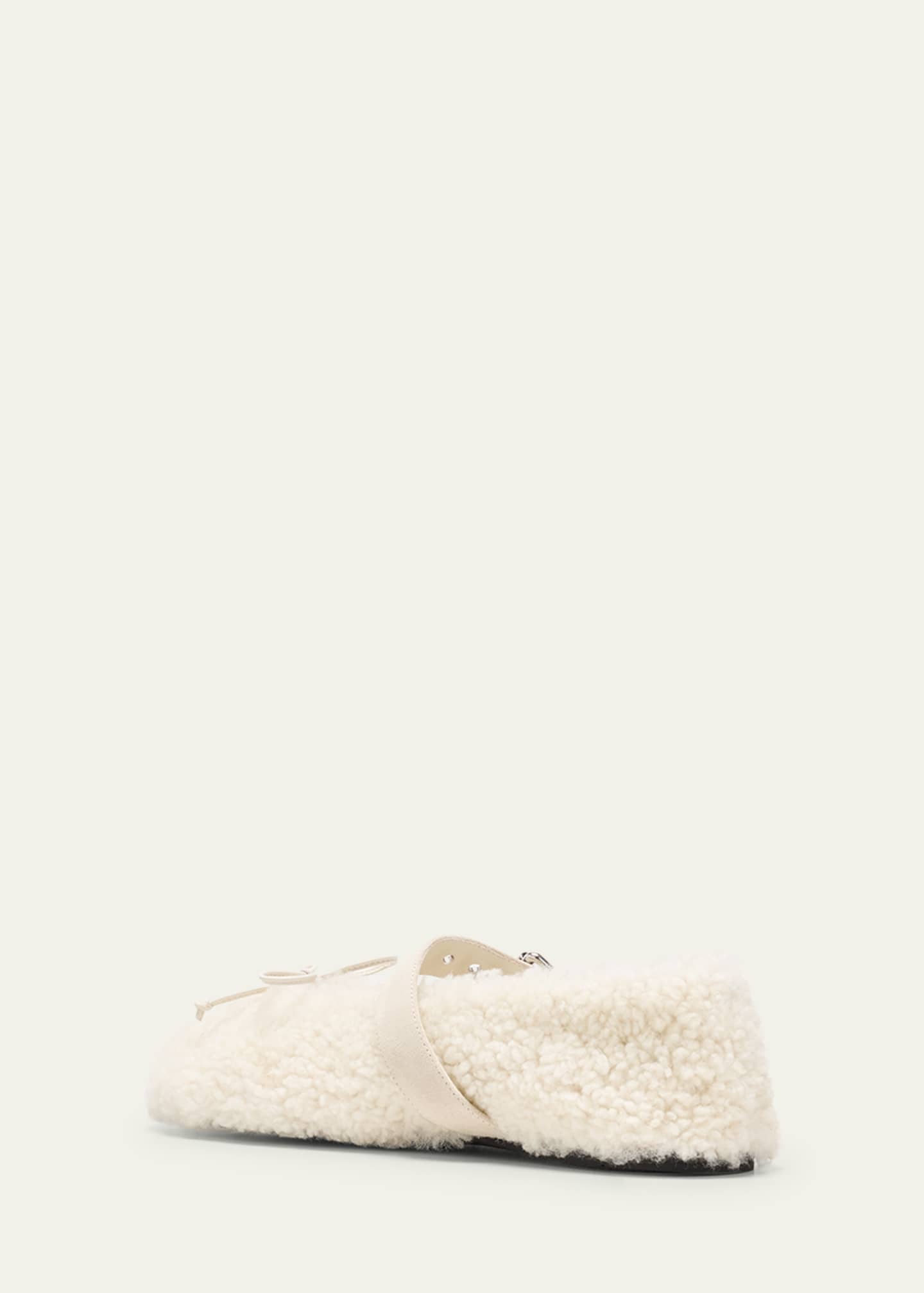 Miu Miu Shearling Mary Jane Ballerina Flats Image 4 of 5