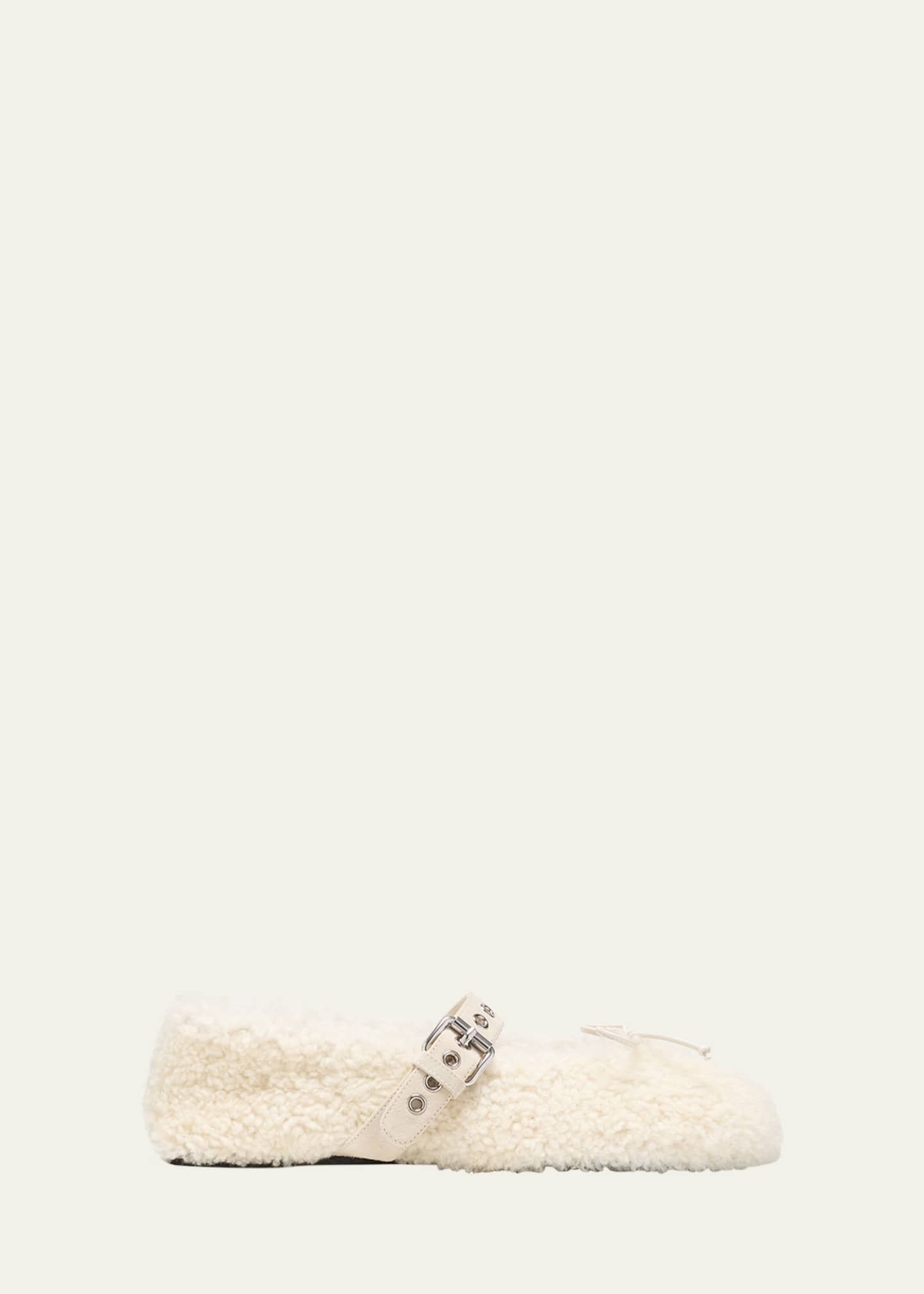 Miu Miu Shearling Mary Jane Ballerina Flats Image 1 of 5