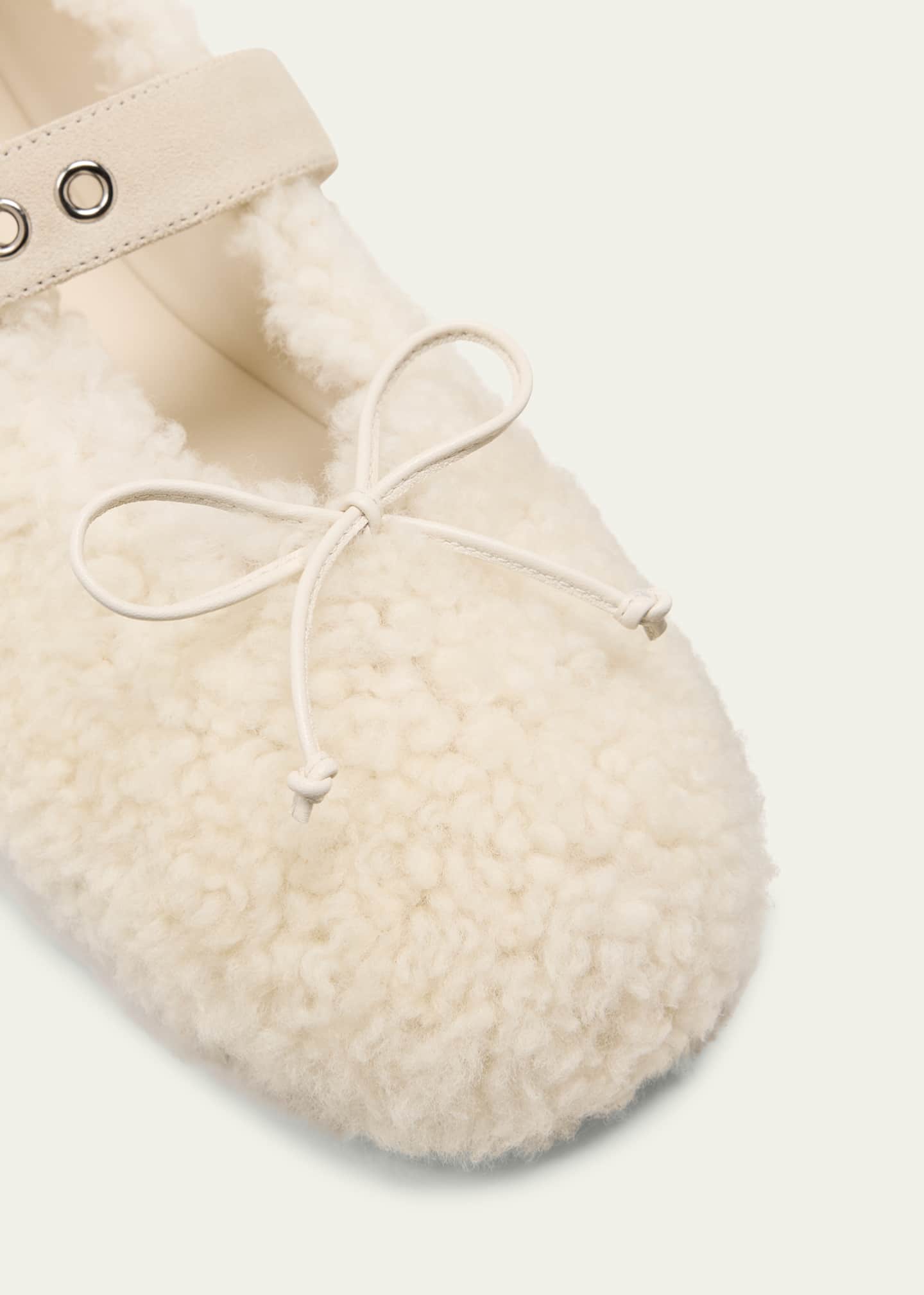 Miu Miu Shearling Mary Jane Ballerina Flats Image 5 of 5