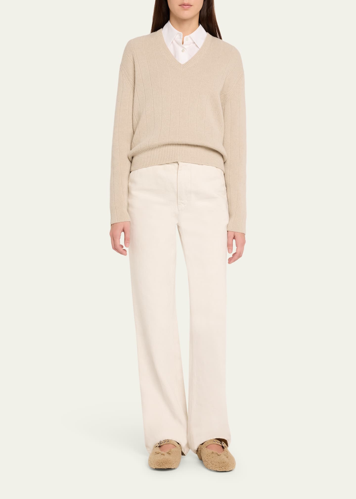 Miu Miu Shearling Mary Jane Ballerina Flats Image 3 of 5