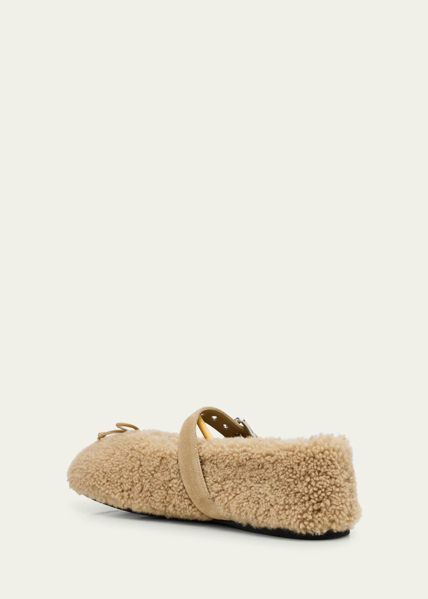 Miu Miu Shearling Mary Jane Ballerina Flats Image 4 of 5