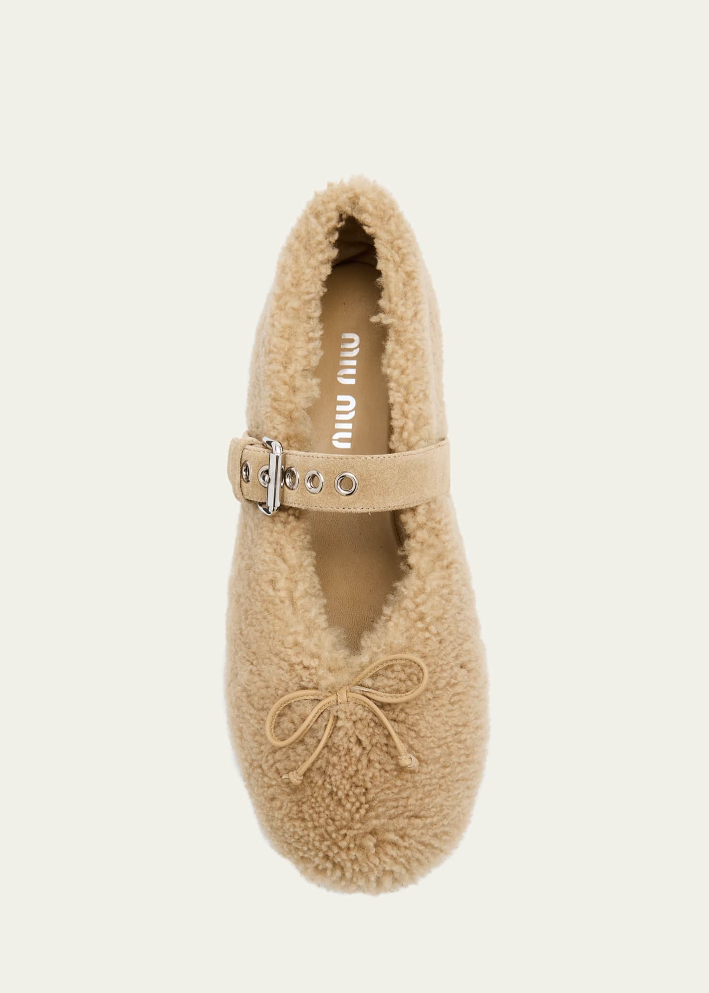 Miu Miu Shearling Mary Jane Ballerina Flats - Bergdorf Goodman