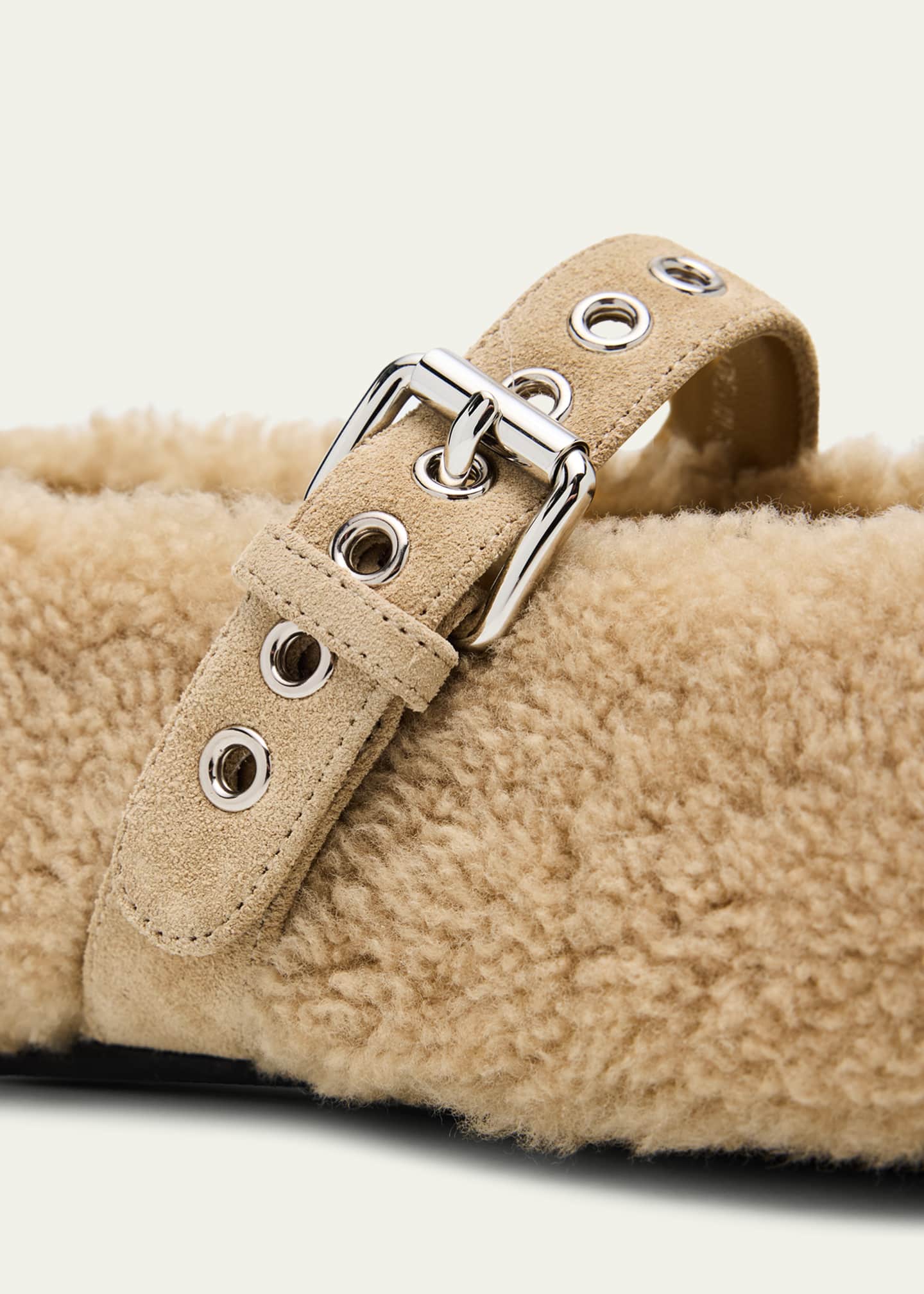 Miu Miu Shearling Mary Jane Ballerina Flats Image 5 of 5
