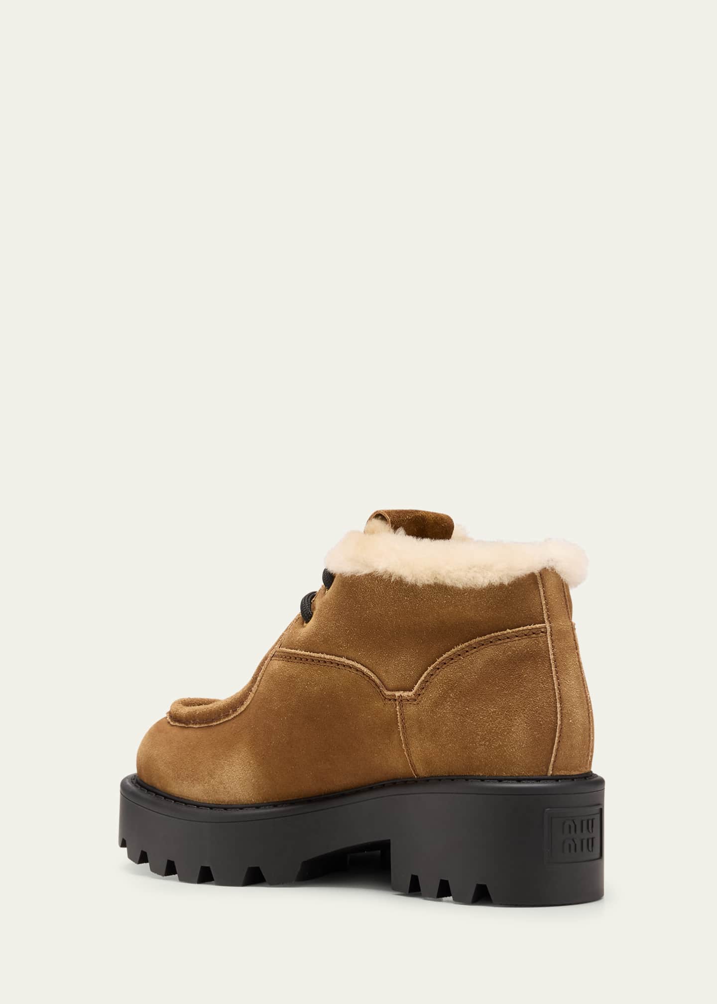 Miu Miu Suede Shearling Lace-Up Chukka Booties - Bergdorf