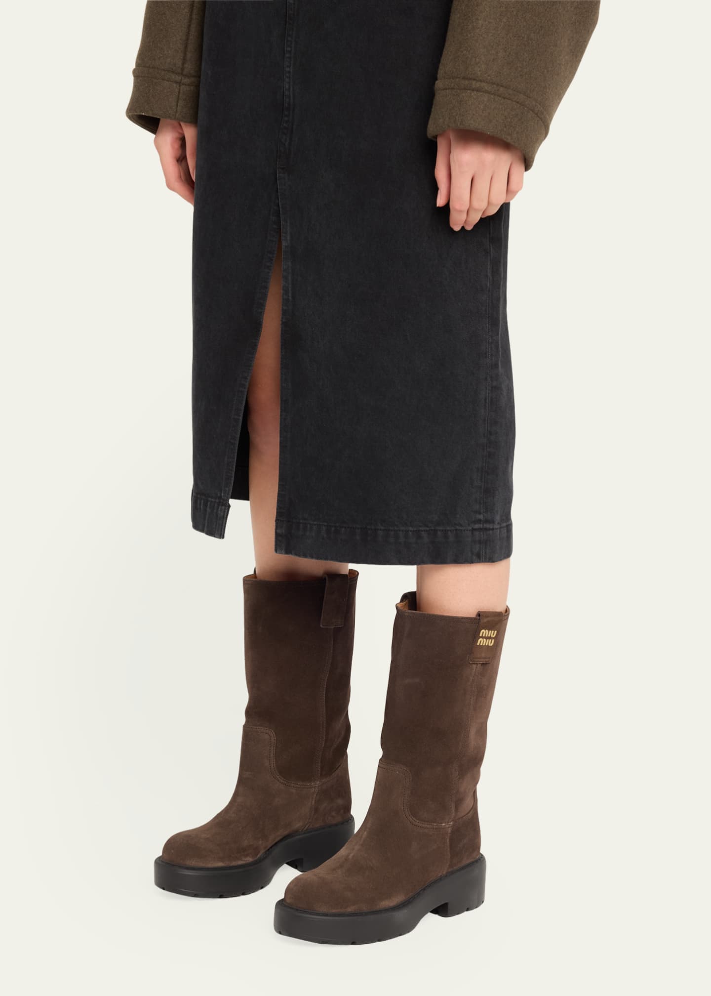 Suede Tall Moto Boots
