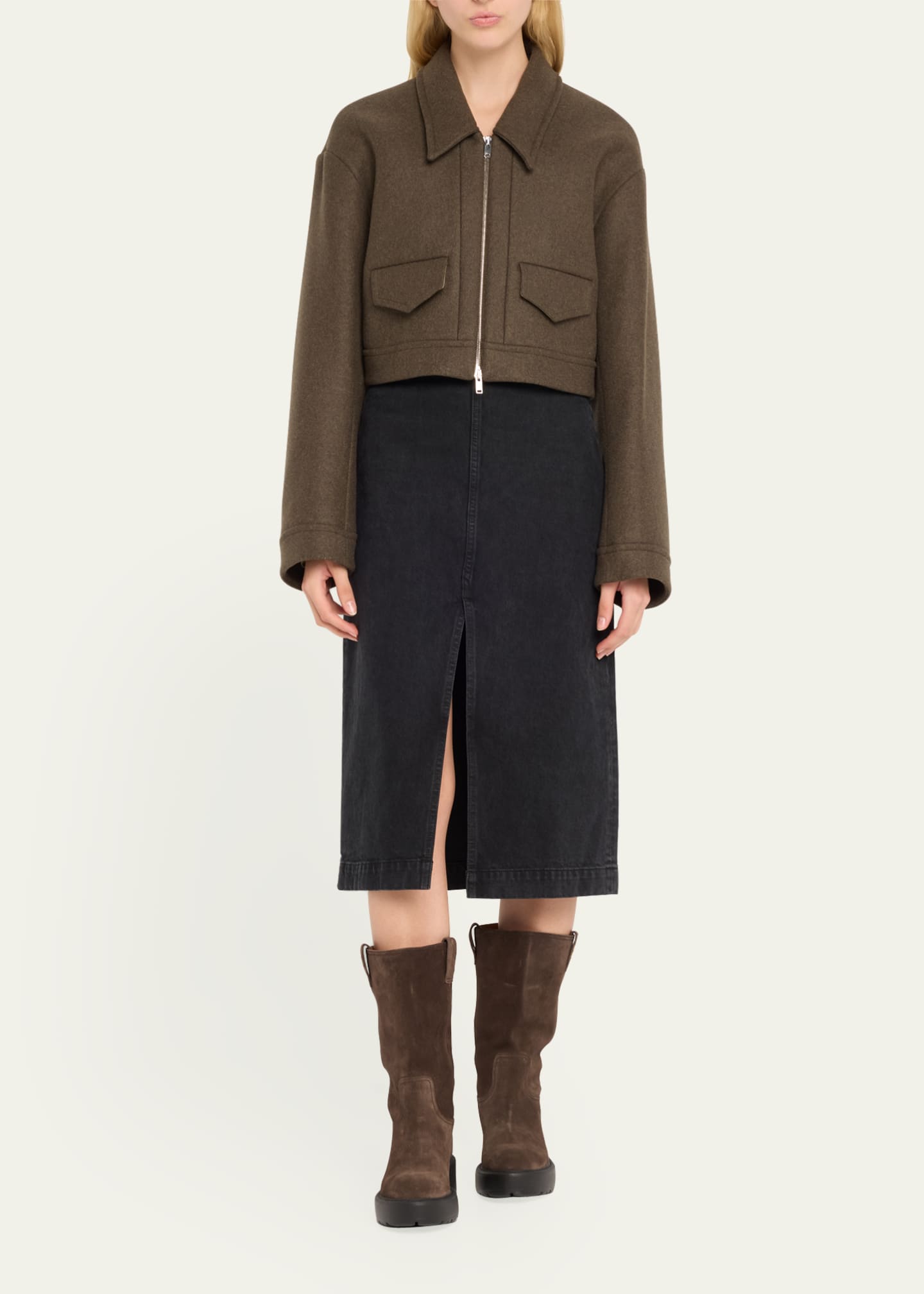 Suede Tall Moto Boots