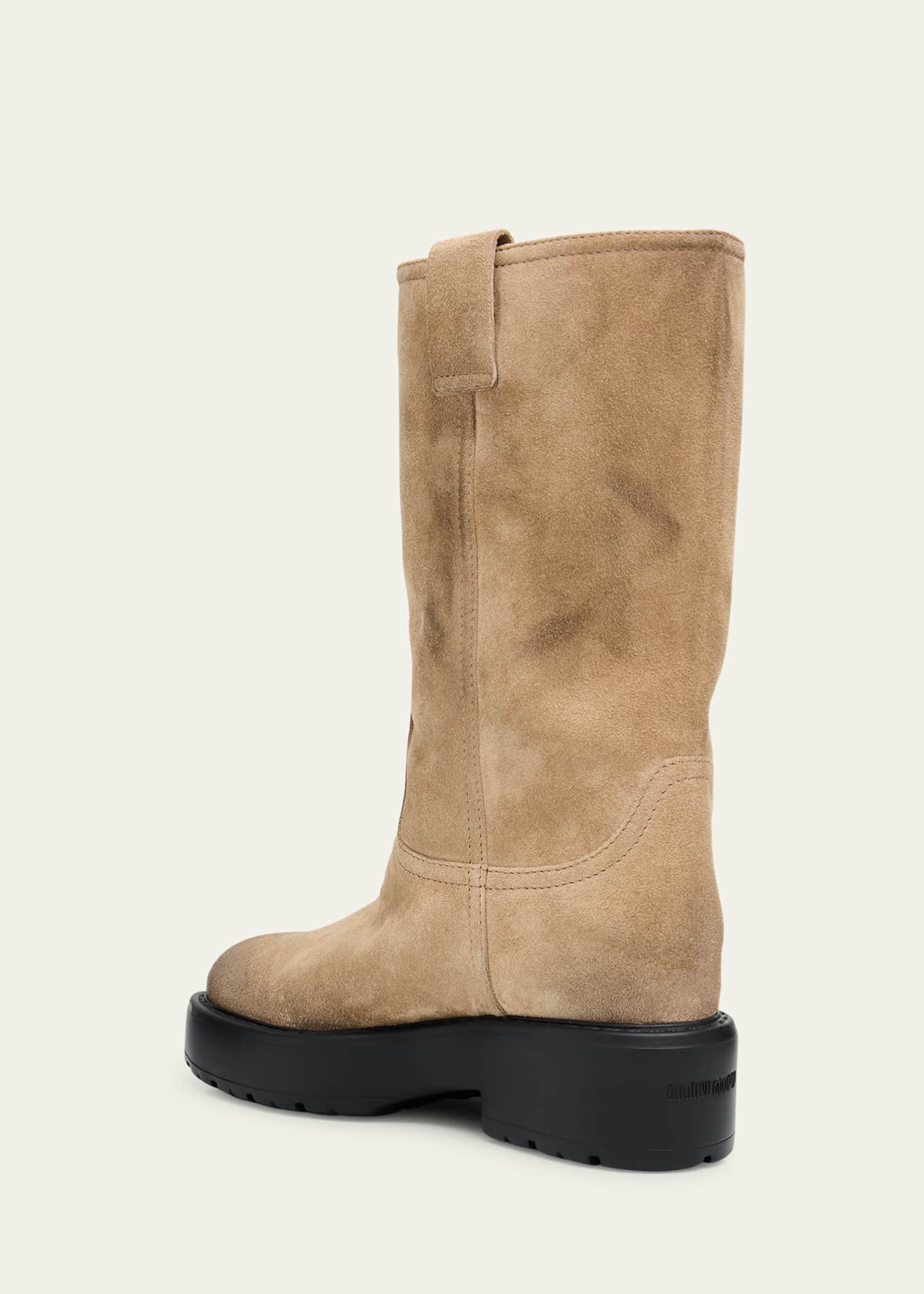 Miu Miu Suede Tall Moto Boots Image 4 of 6