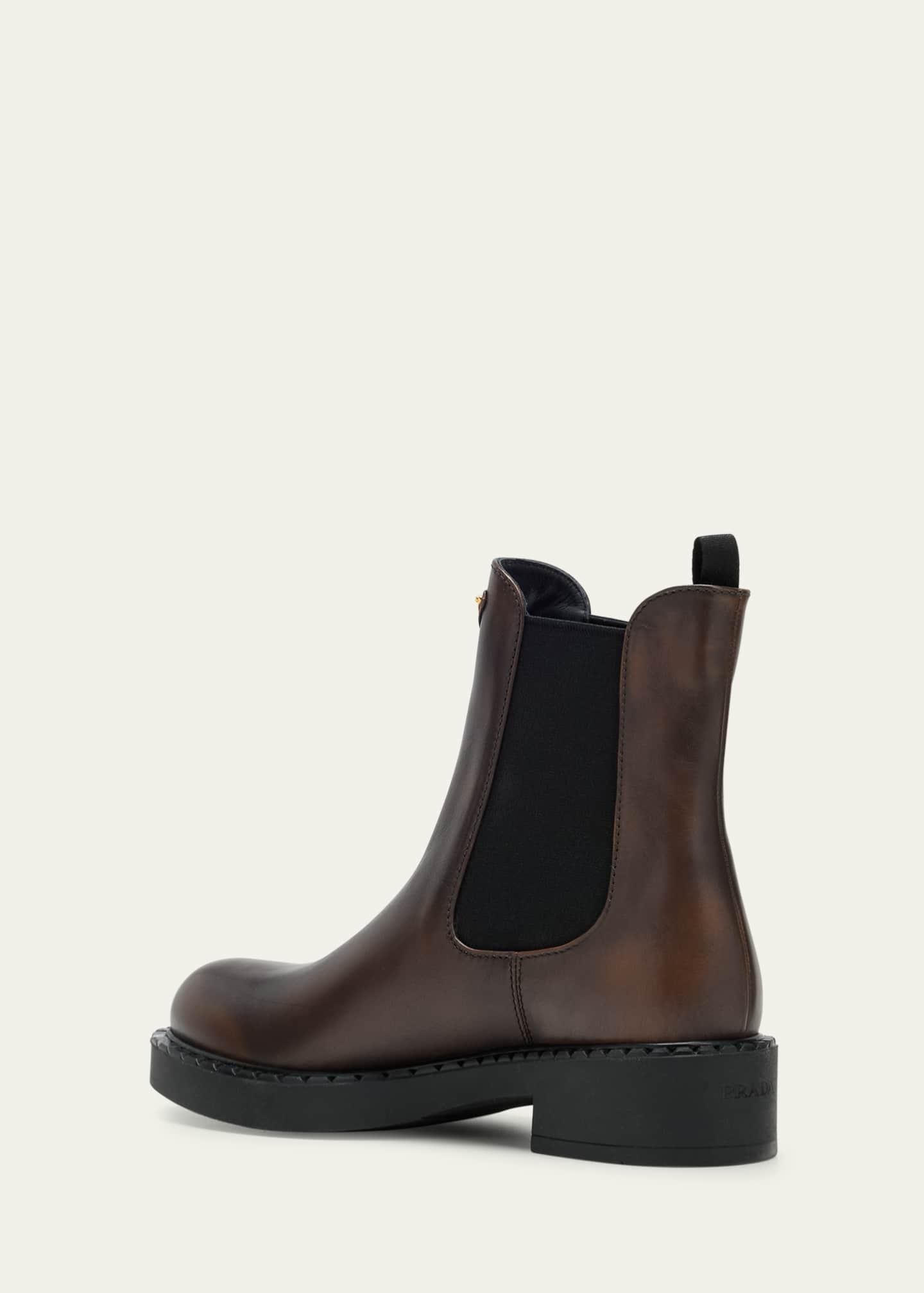 Prada Chocolate Calfskin Chelsea Ankle Boots Image 4 of 5