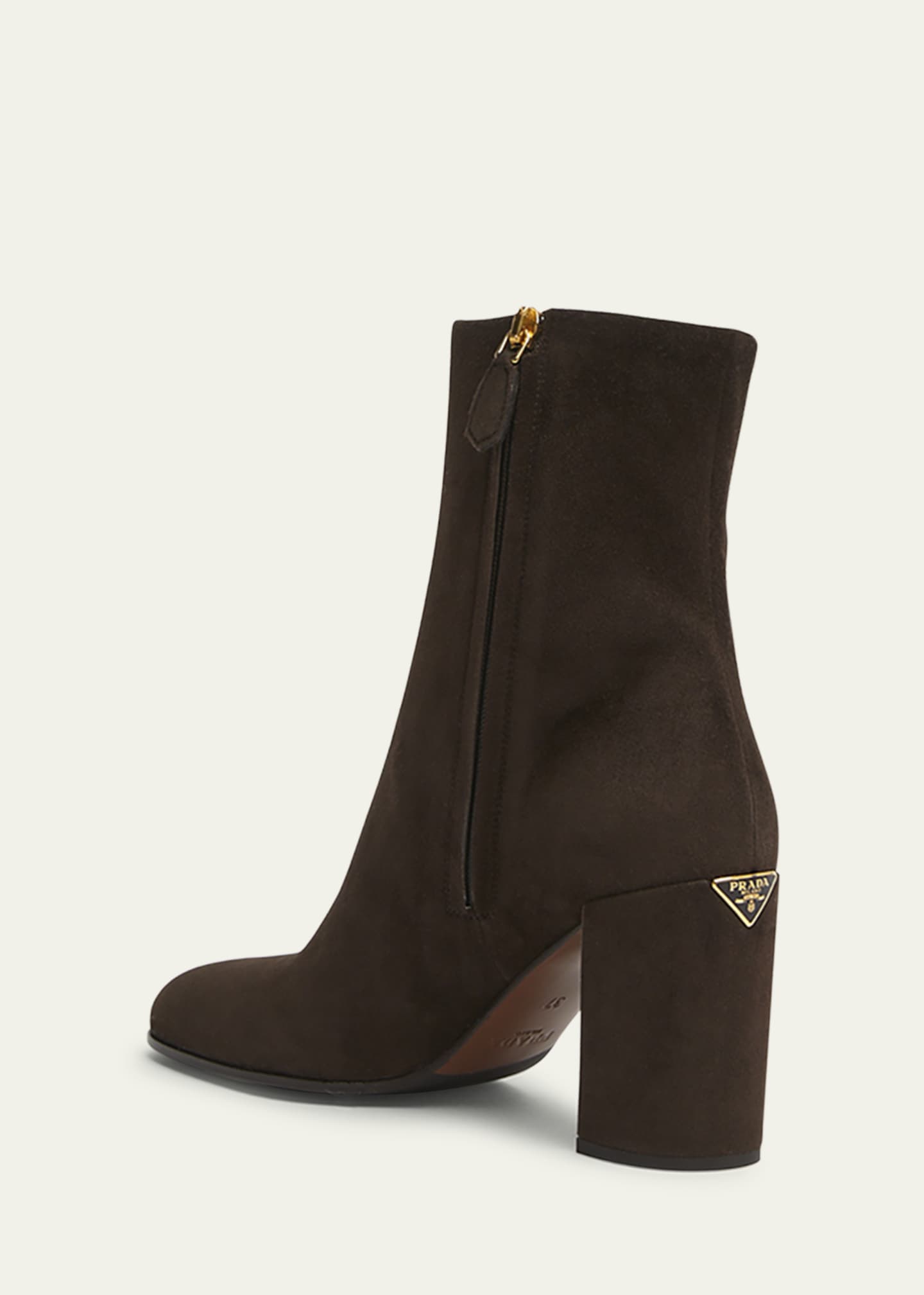 Prada Suede Block Heel Ankle Boots
