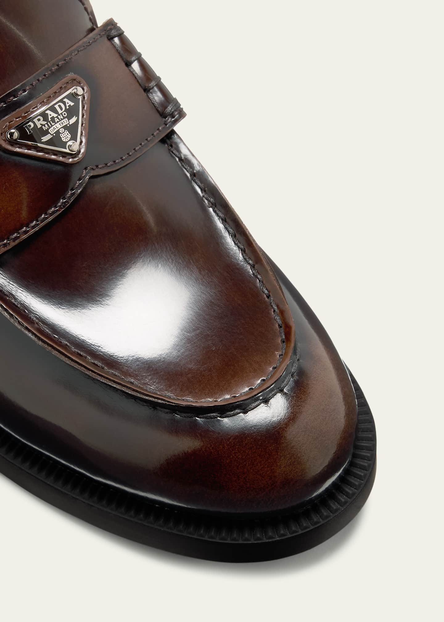 Prada Calfskin Logo Slip-On Loafers Image 5 of 5