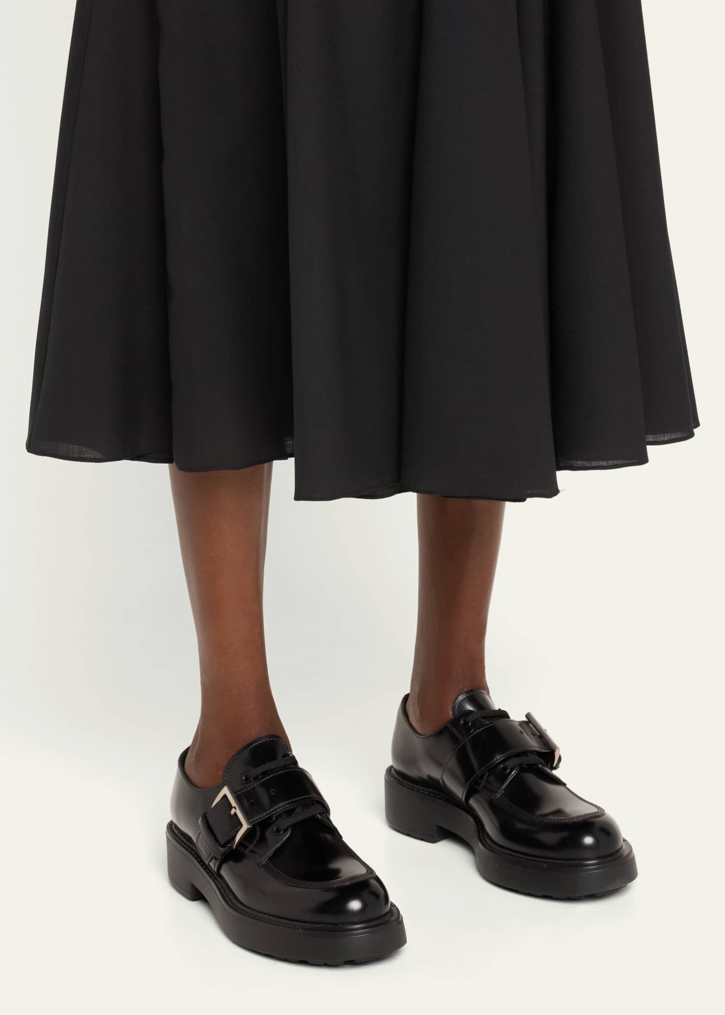 PRADA フラットパンプス　羊革　ブラック Prada ラムレザー ダブルストラップ バレエフラット () IFCHIC.COM