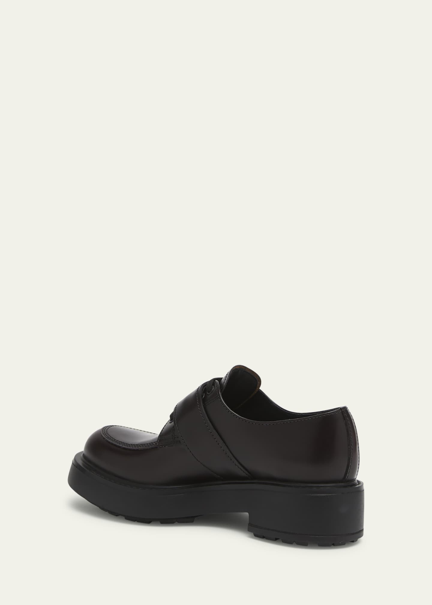 Prada Leather Belted Lace-Up Loafers Image 2 of 3