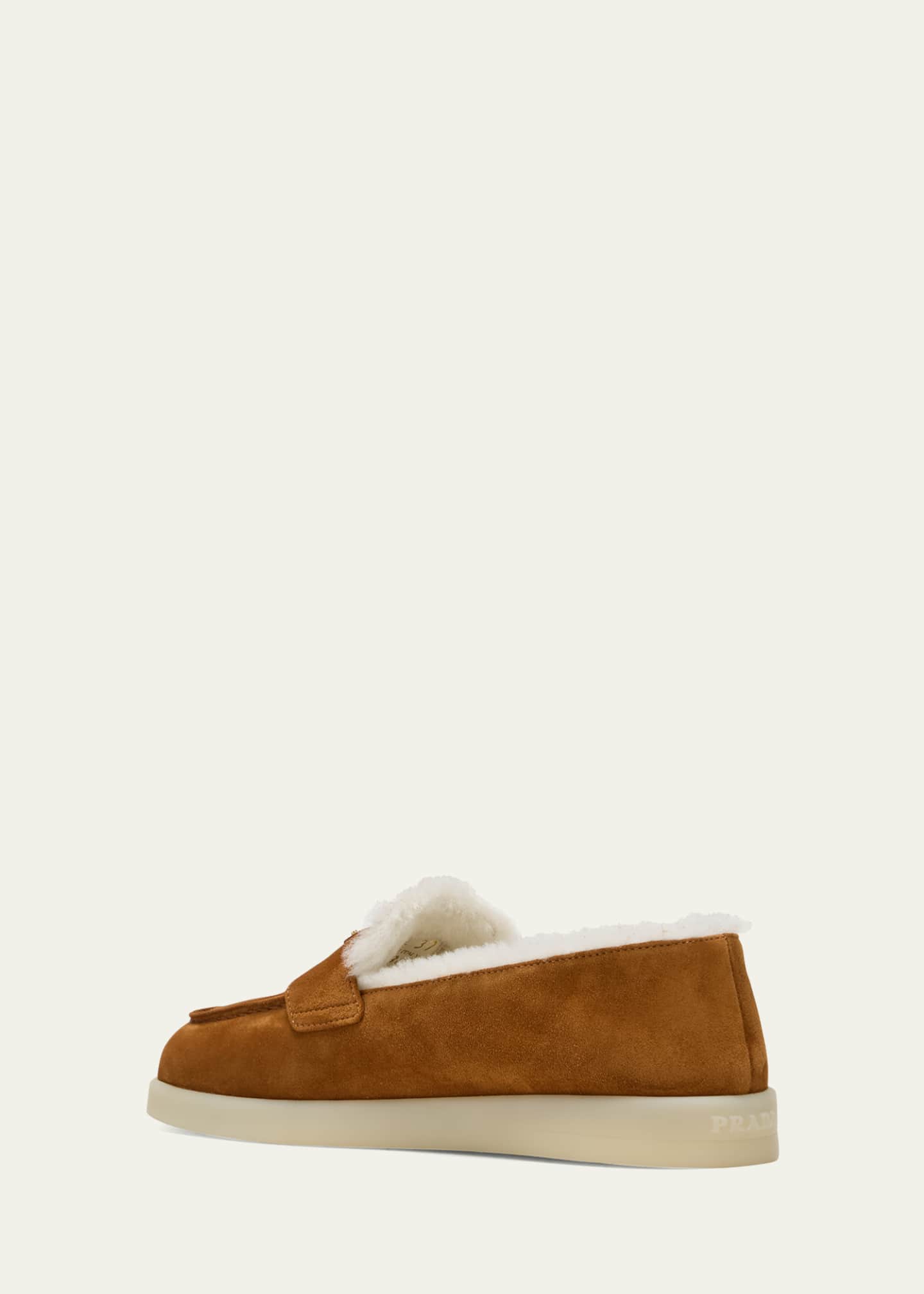 Prada St Tropez Suede Shearling Loafers Image 2 of 3