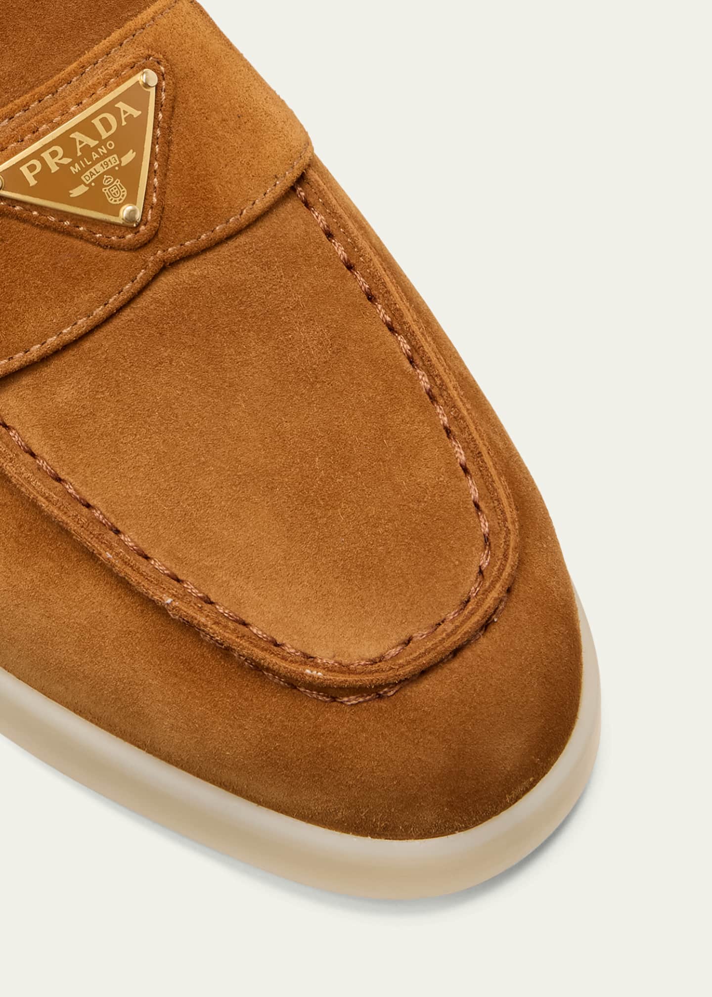 Prada St Tropez Suede Shearling Loafers Image 3 of 3