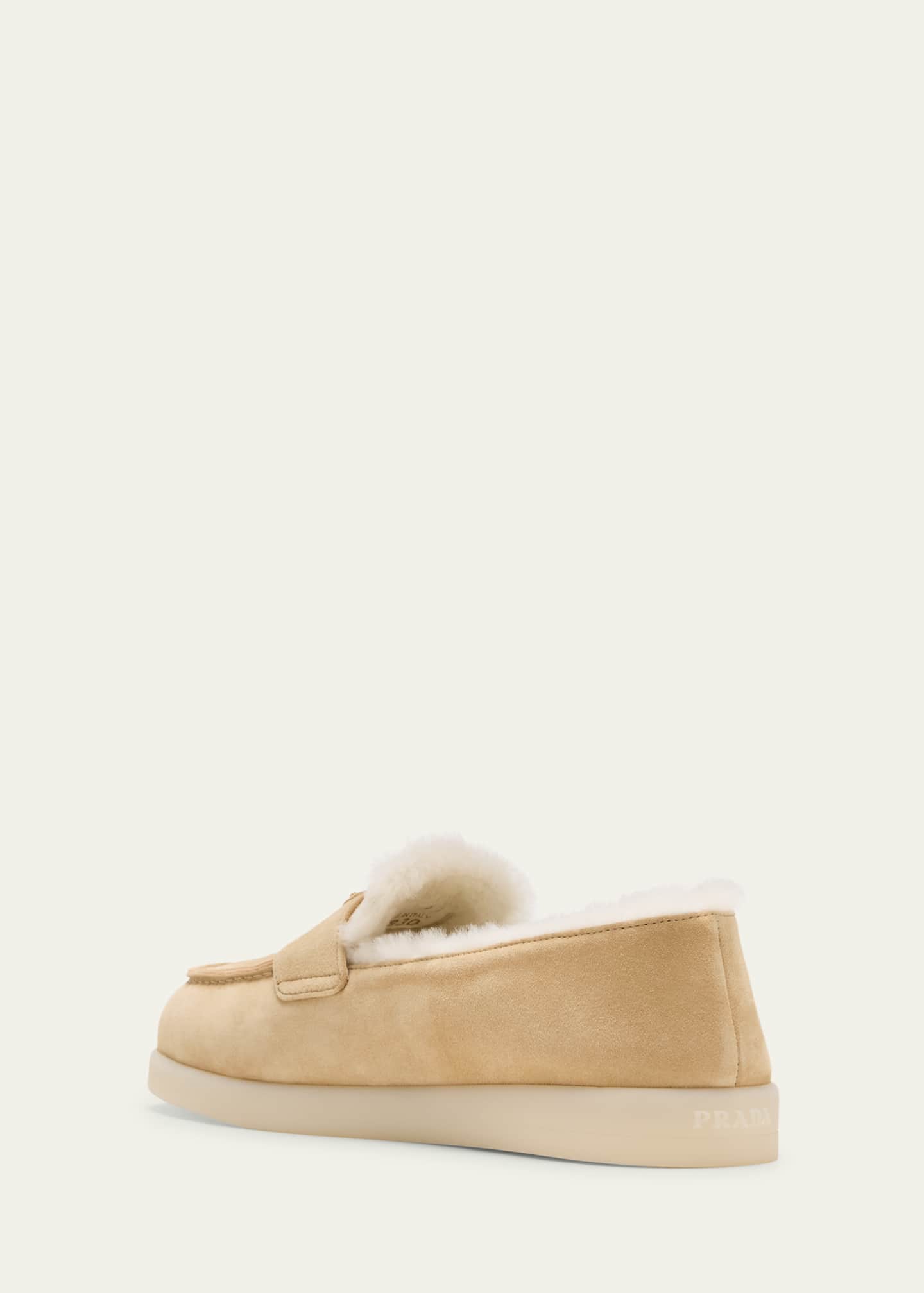 Prada St Tropez Suede Shearling Loafers Image 2 of 3