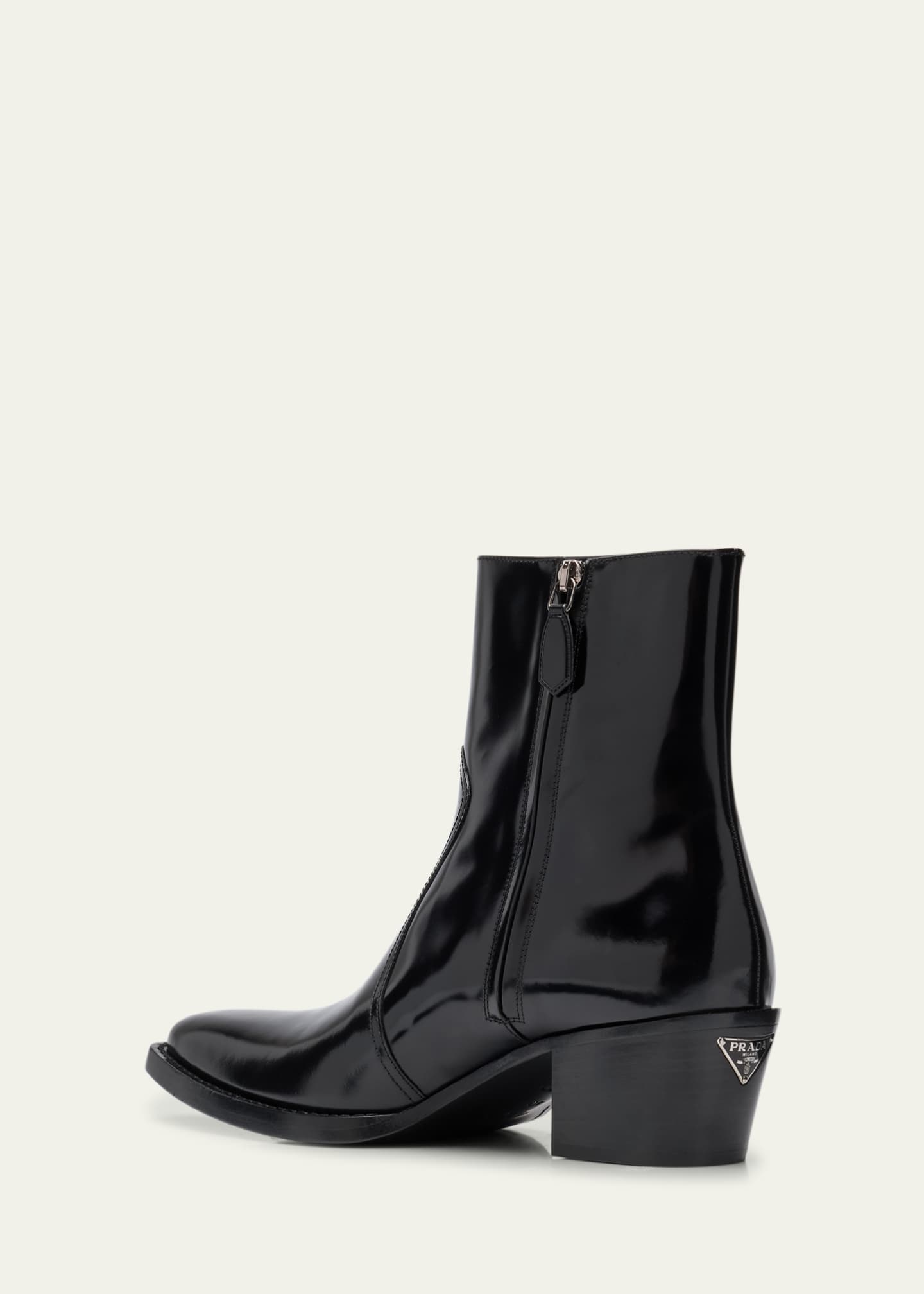 Prada Leather Zip Ankle Boots Image 4 of 6