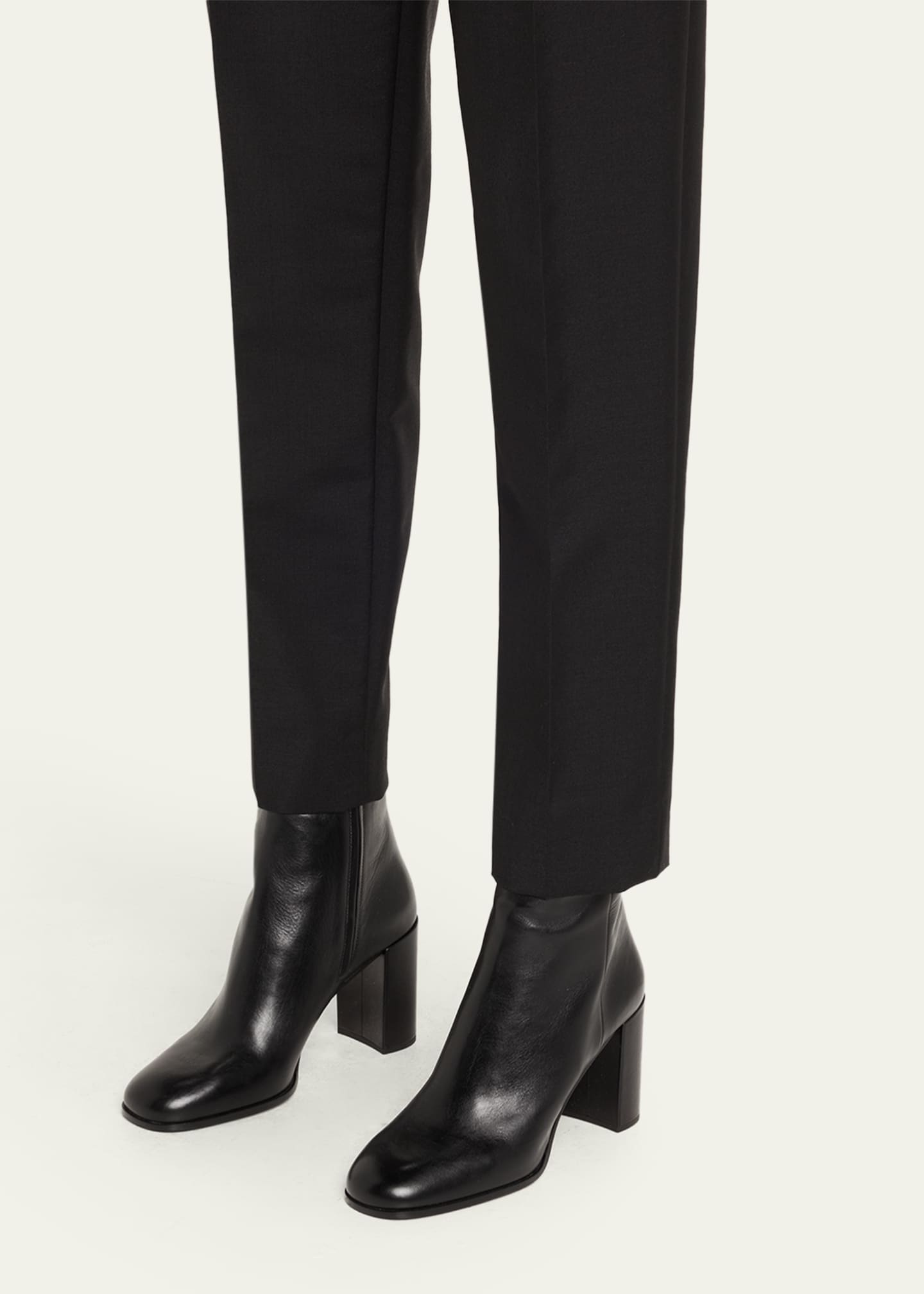 Prada Leather Block-Heel Ankle Boots Image 2 of 5