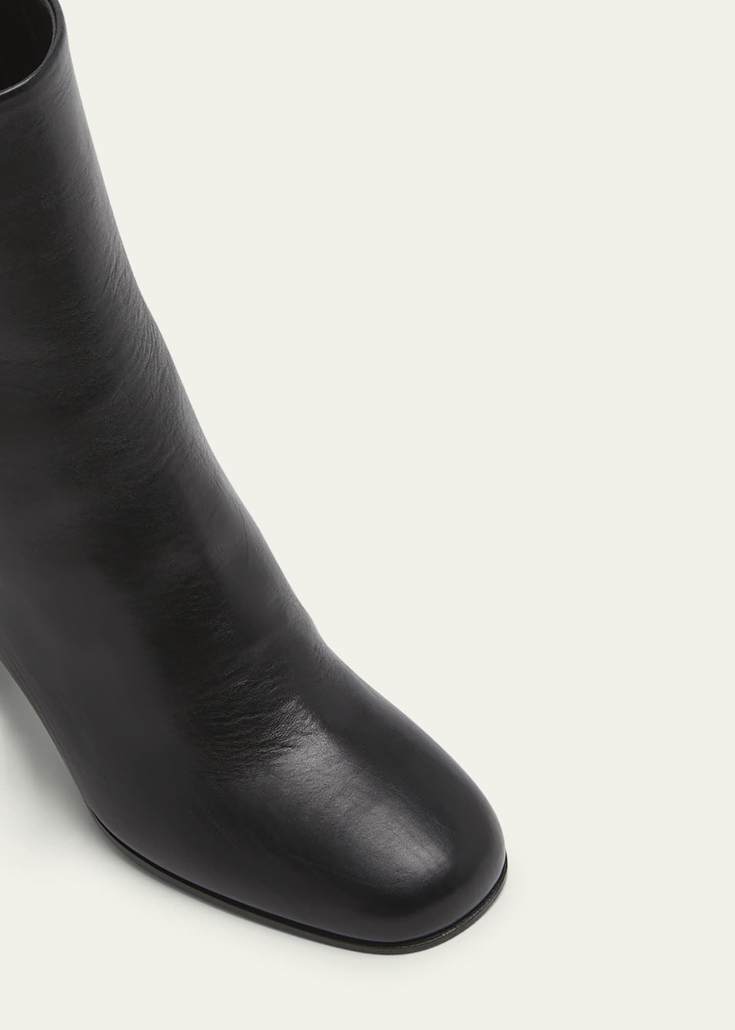 Prada Leather Block-Heel Ankle Boots Image 5 of 5
