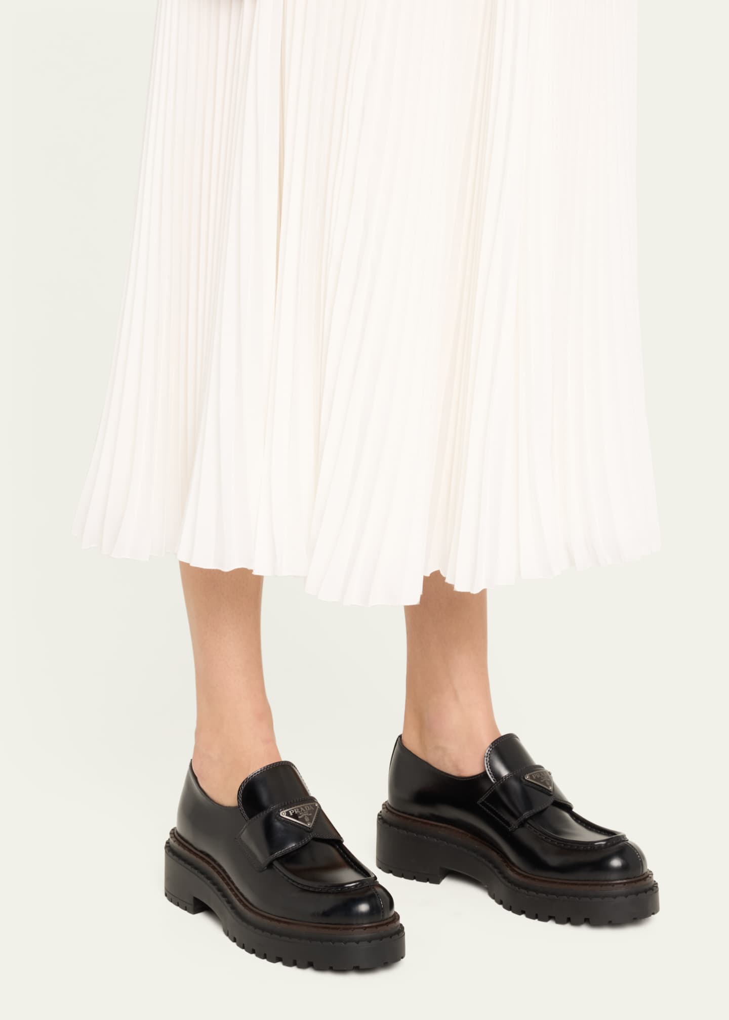 Prada Chocolate Calfskin Platform Loafers Image 2 of 4