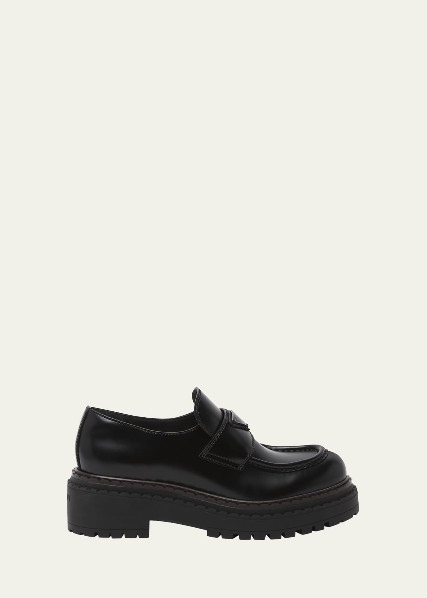 Prada Chocolate Calfskin Platform Loafers Image 1 of 4