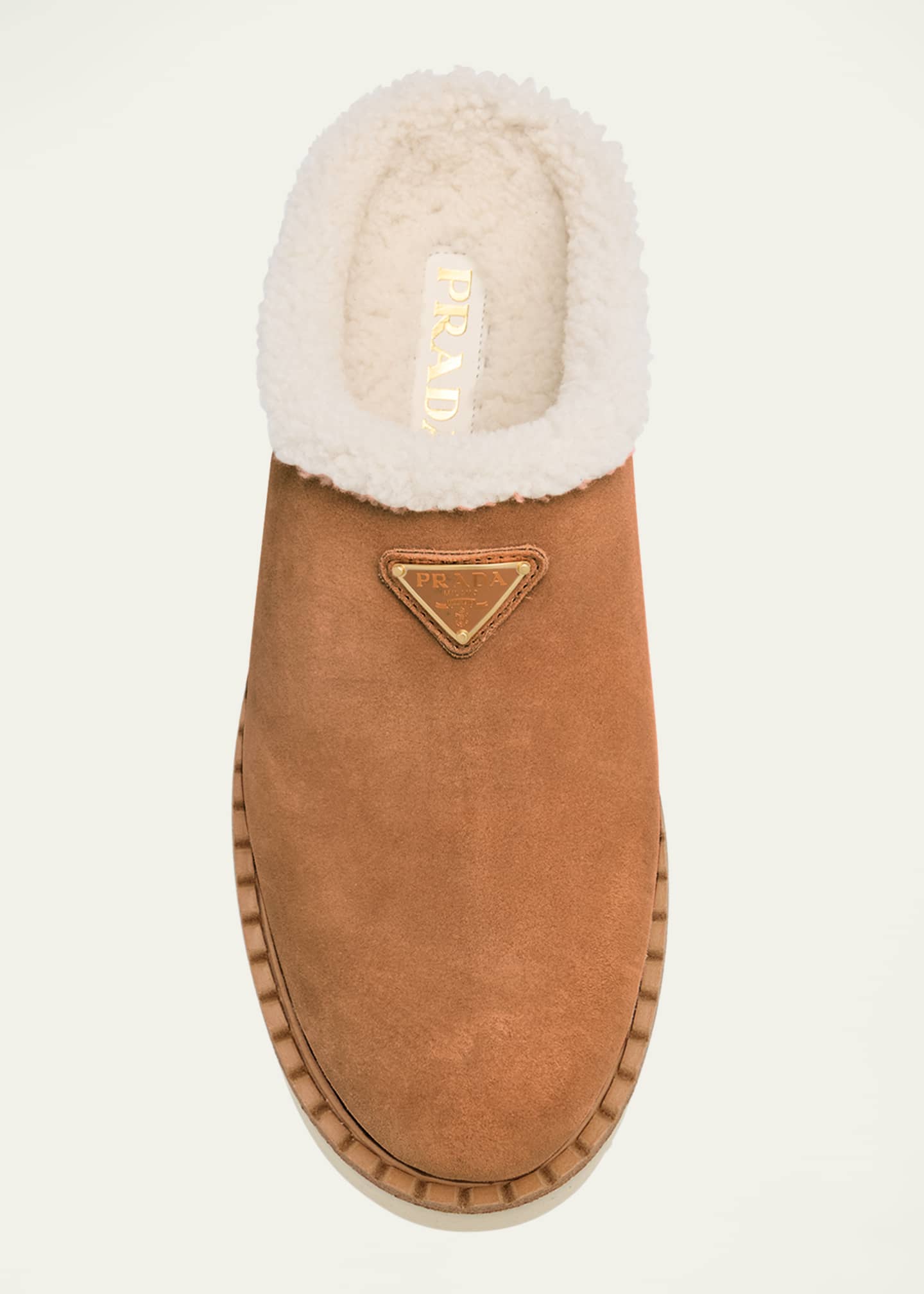 Prada Suede Shearling Cozy Platform Mules - Bergdorf Goodman