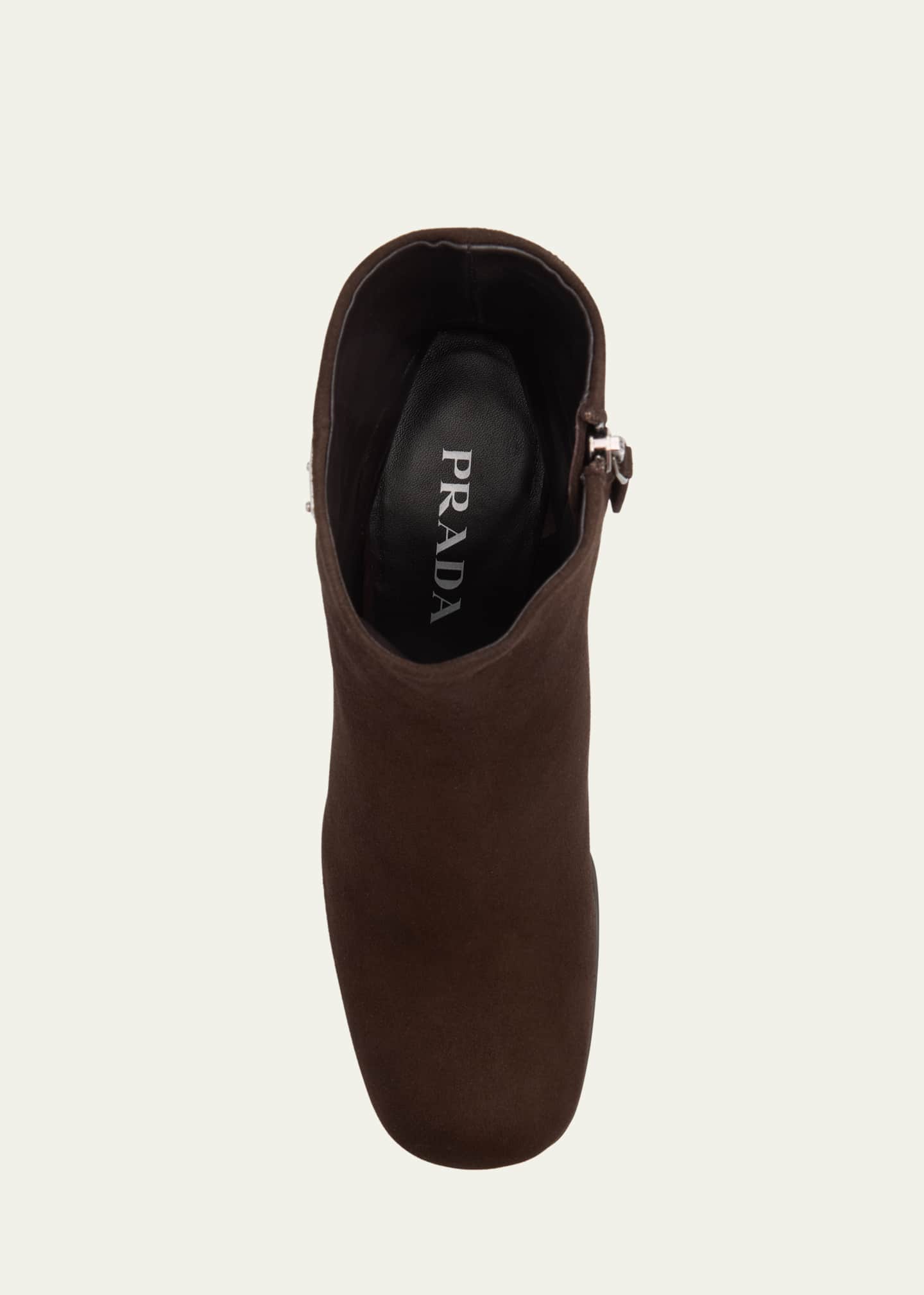 Prada Suede Zip Ankle Booties Image 6 of 6