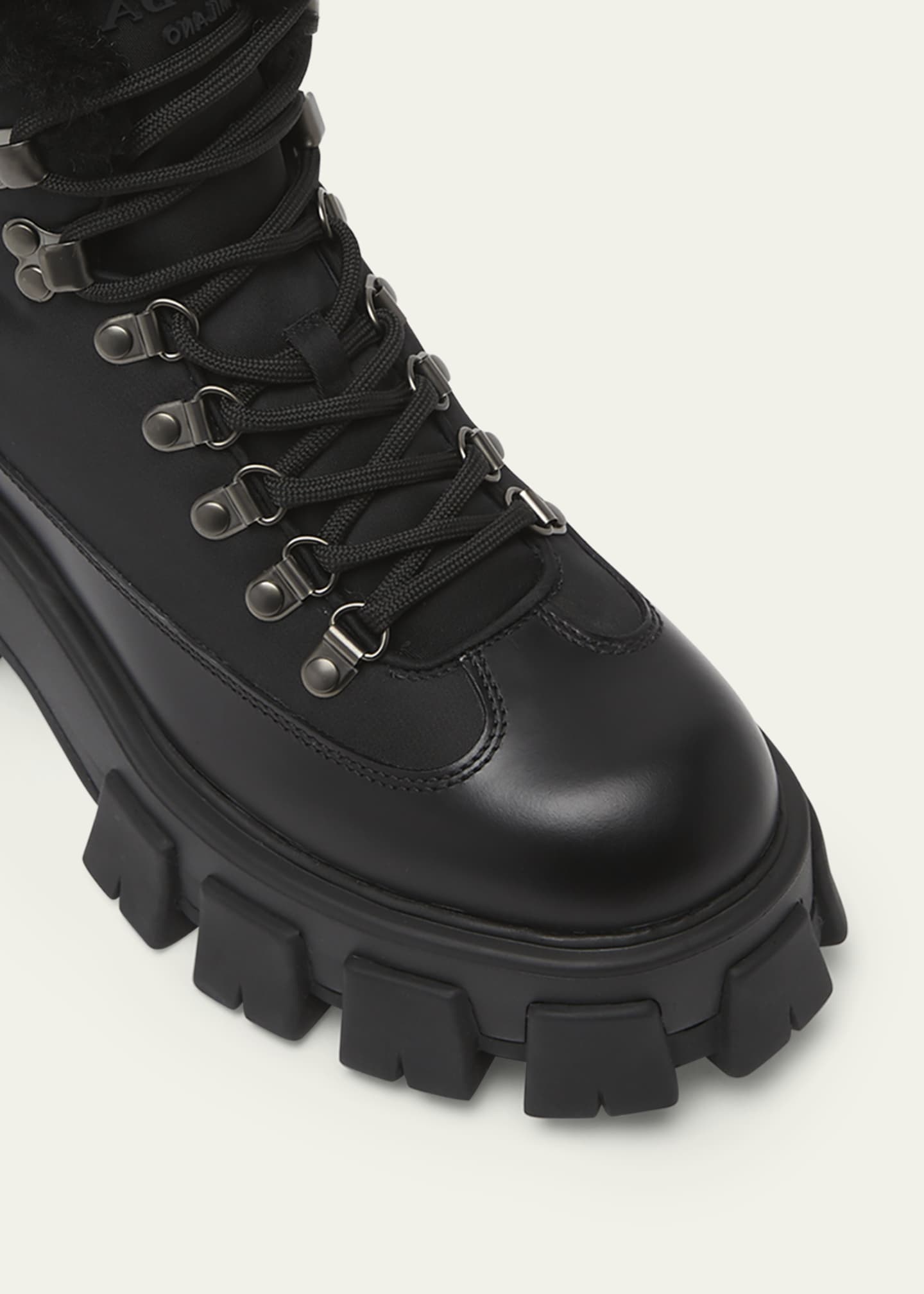 Prada Monolith Nylon Shearling Hiker Boots Image 4 of 4