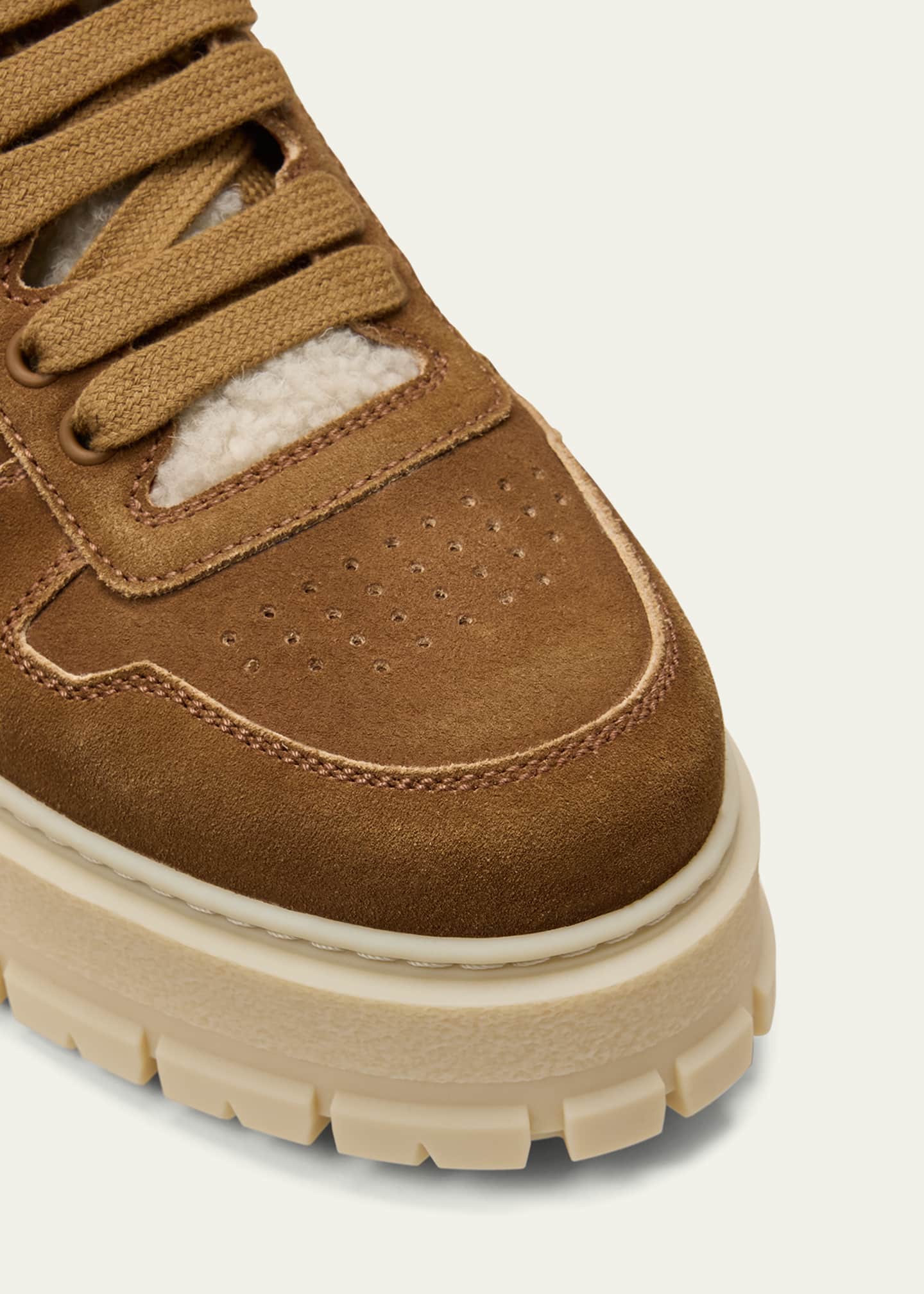 Prada Suede Shearling Winter Platform Sneakers Image 5 of 5