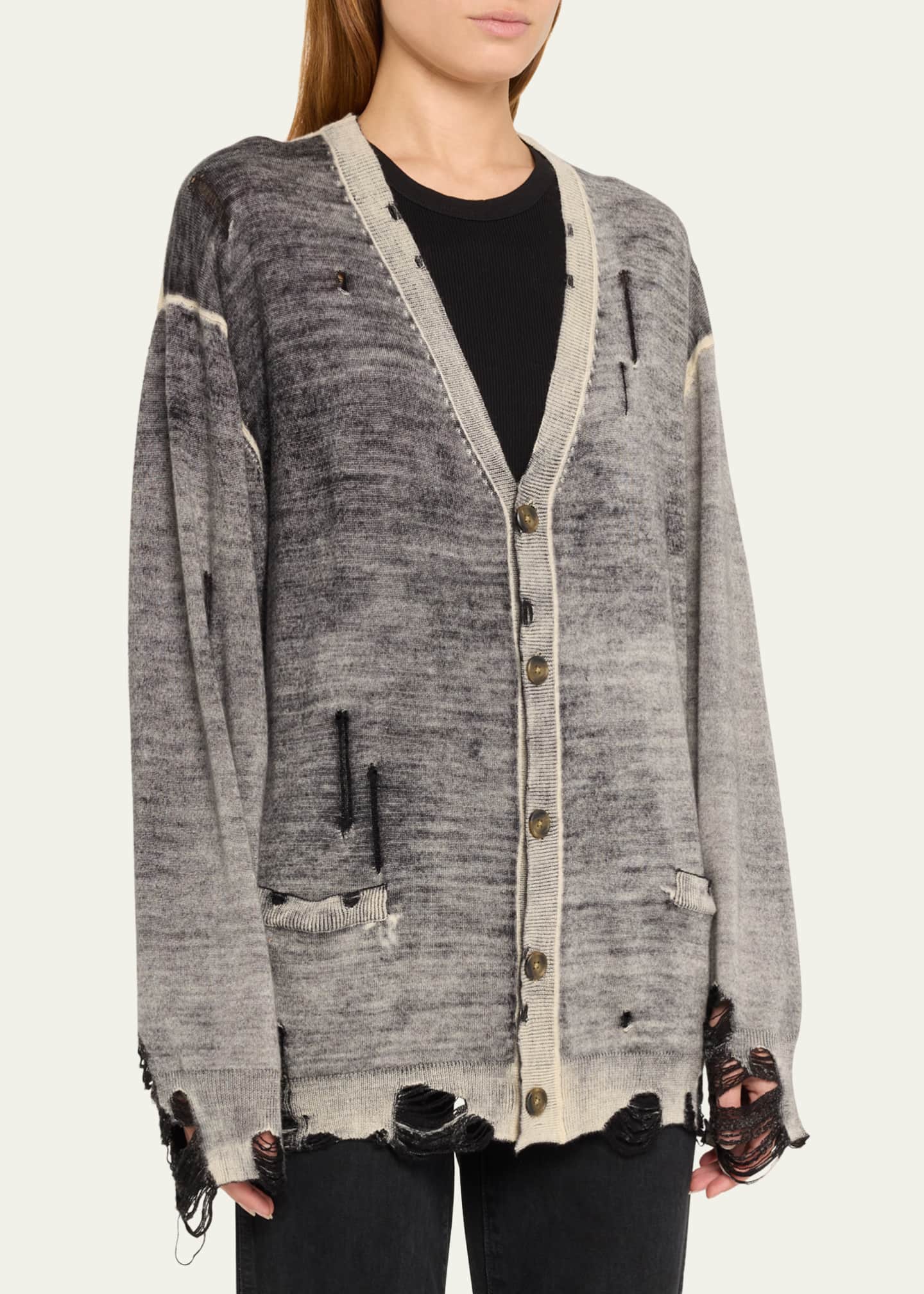 Distressed cardigan sweater top
